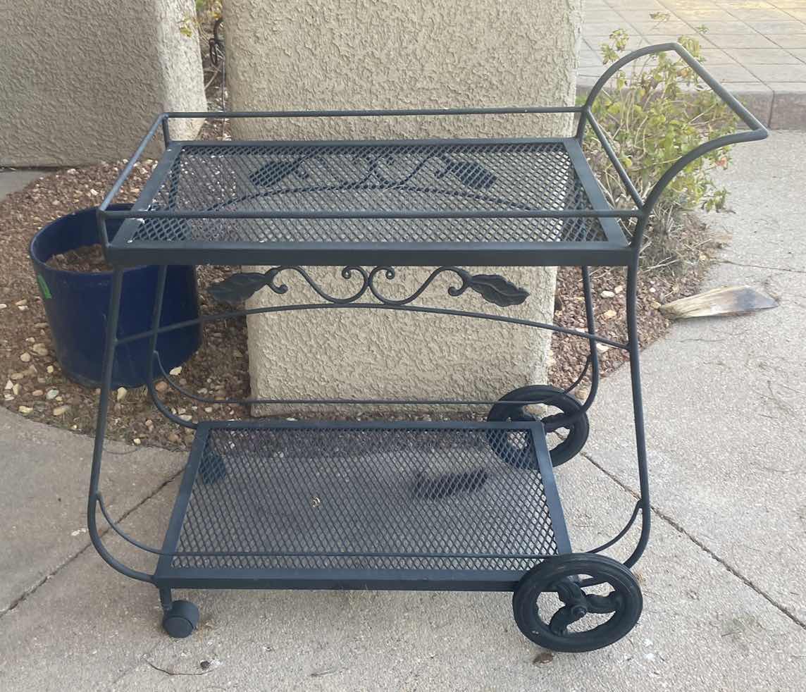 Photo 1 of BLACK METAL MESH ROLLING CART 35” X 19” H 35”