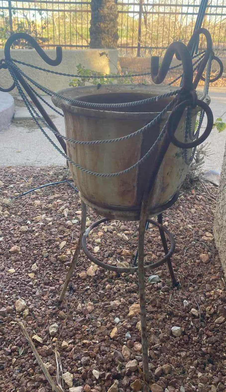 Photo 1 of CLAY POT WITH METAL STAND H 28”