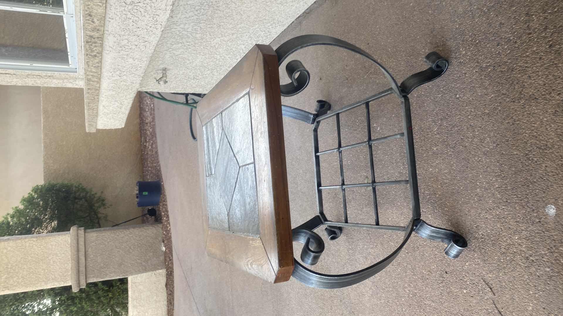 Photo 1 of METAL TABLE WITH SLATE TILE TOP 28” X 23” H 24”