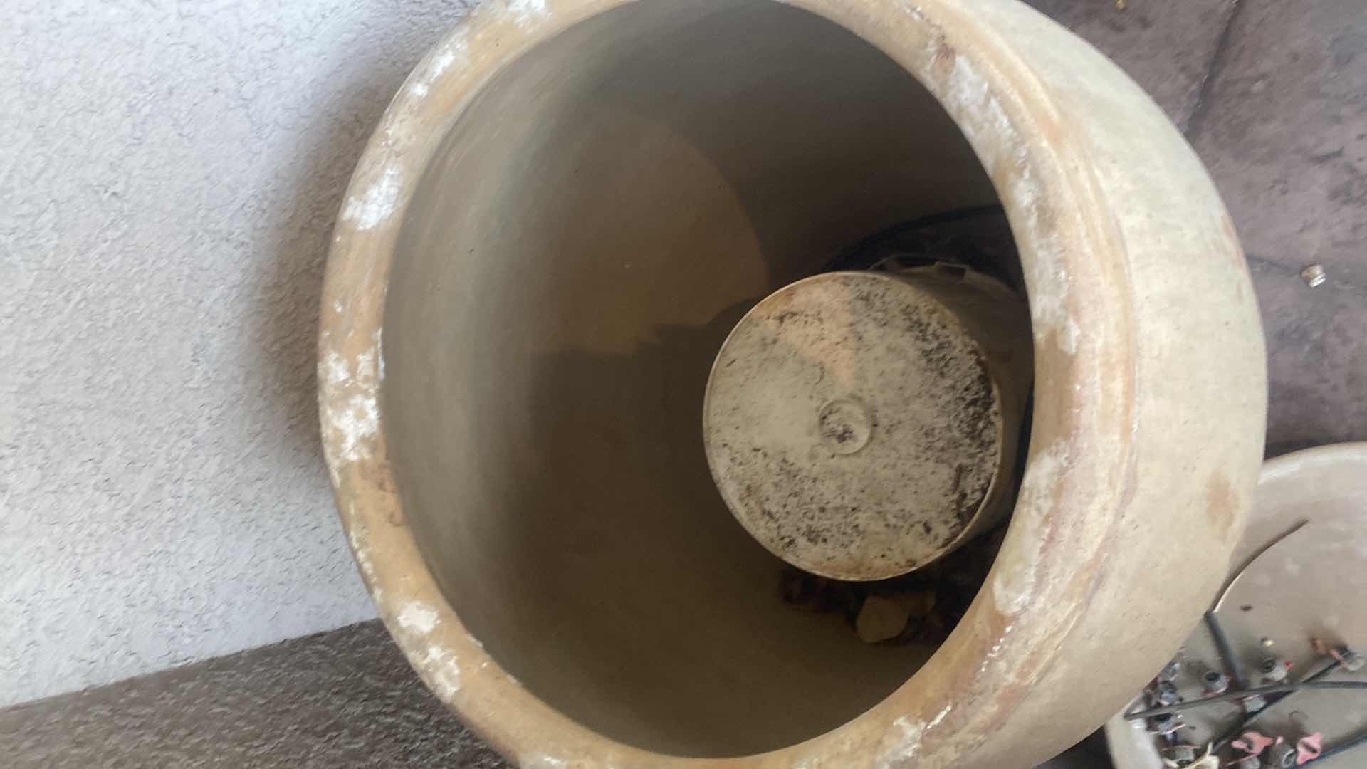 Photo 1 of LARGE CLAY POT WITH SAUCER, 24“ X 29“