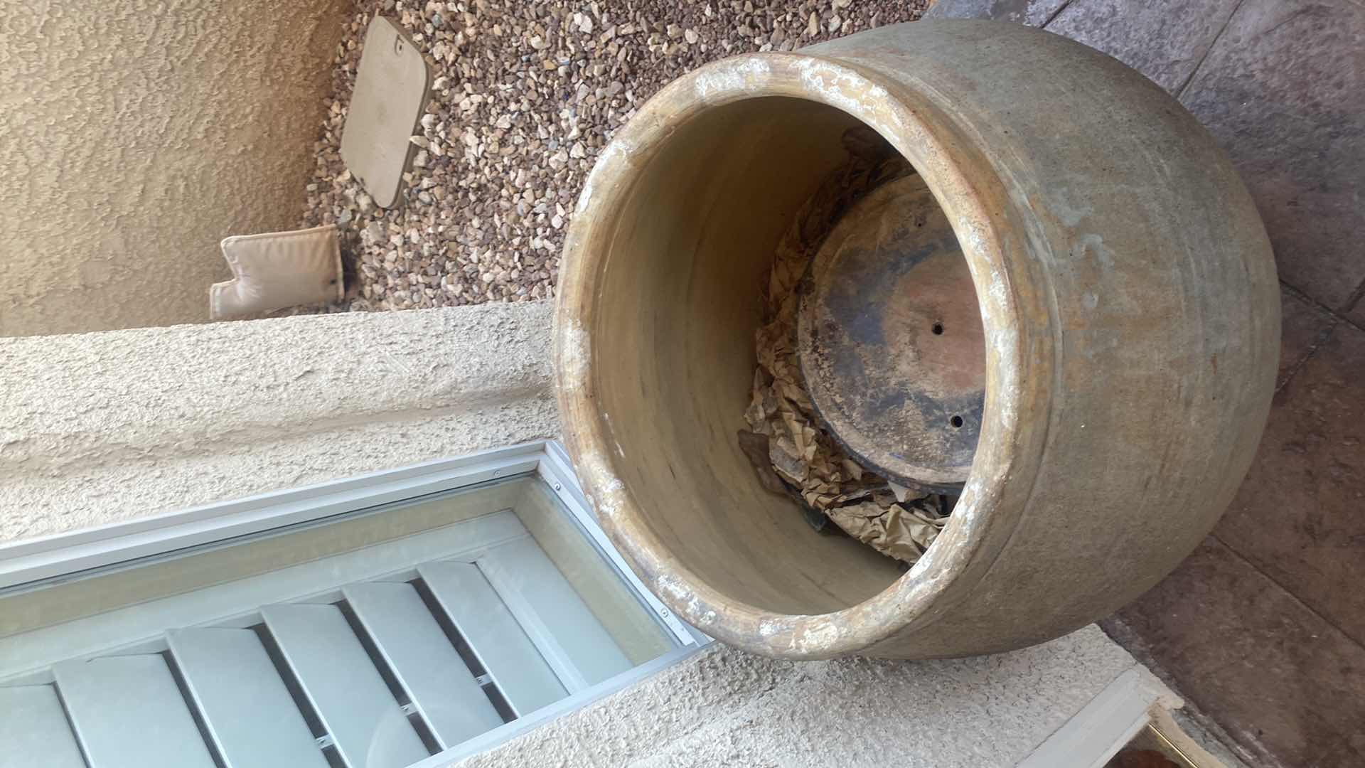 Photo 1 of LARGE CLAY POT WITH SAUCER, 24“ X 29“