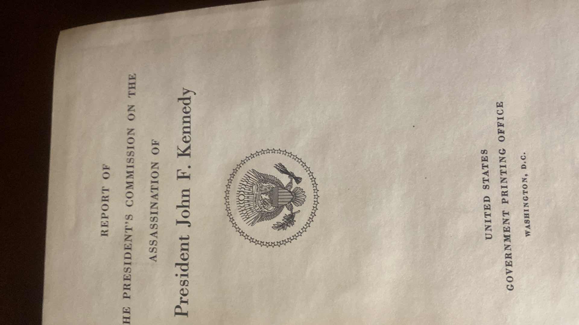 Photo 1 of VINTAGE 1964 THE PRESIDENT’S COMMISSION ON THE ASSASSINATION OF PRESIDENT KENNEDY REPORT HARDBOUND BOOK