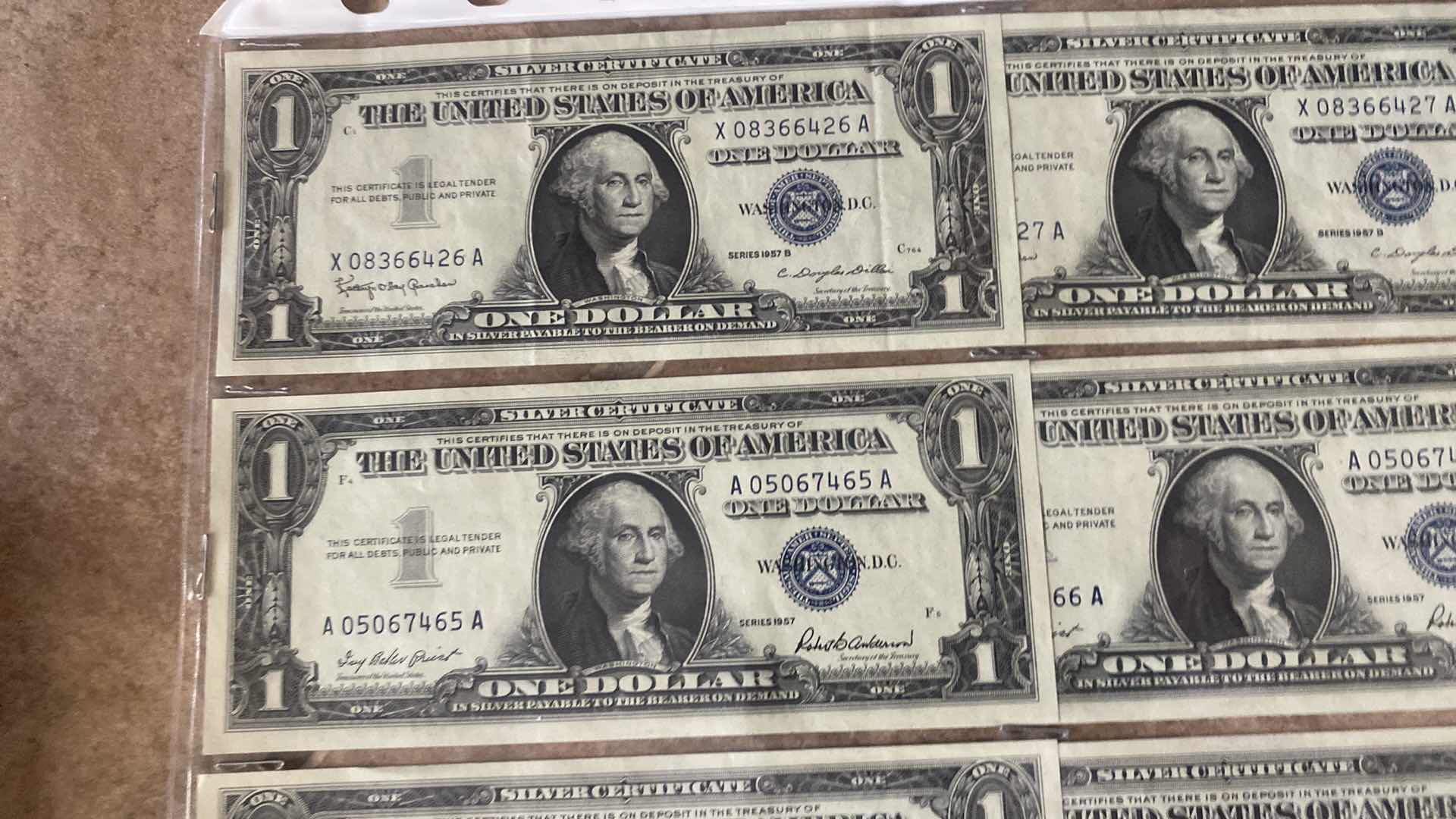 Photo 1 of 18-VINTAGE 1957 CIRCULATED SILVER CERTIFICATES ONE DOLLAR BILLS
