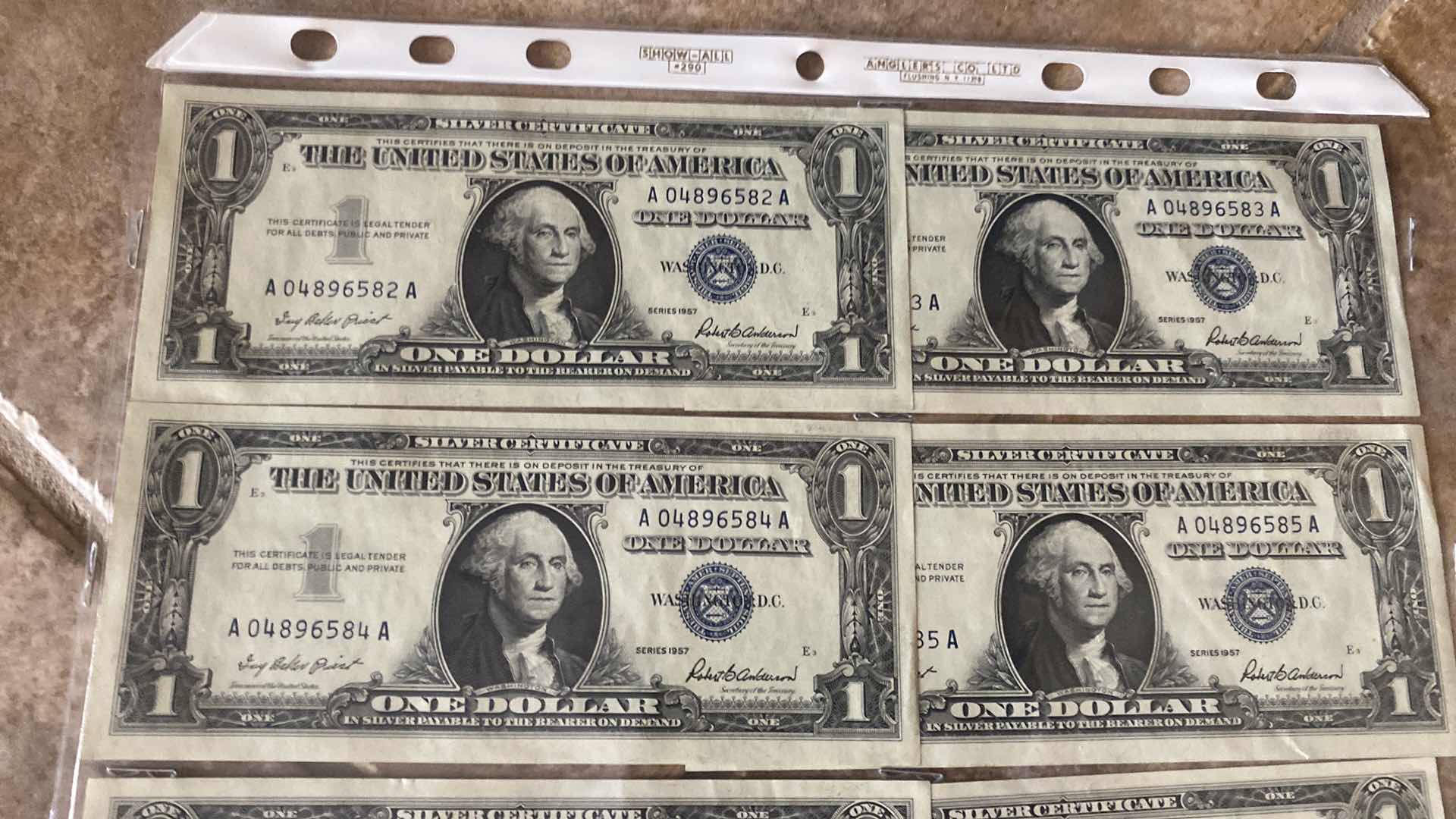 Photo 1 of VINTAGE 1957 & 1935 CIRCULATED SILVER CERTIFICATES ONE DOLLAR BILLS