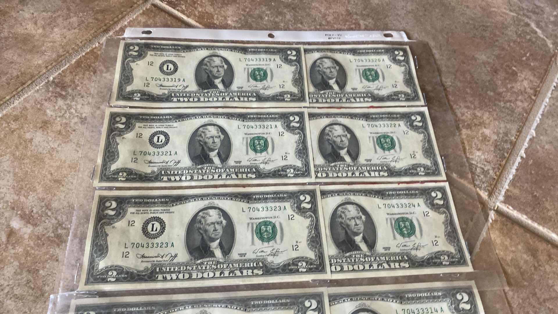 Photo 1 of 17-VINTAGE 1976 CIRCULATED $2 DOLLAR BILLS
