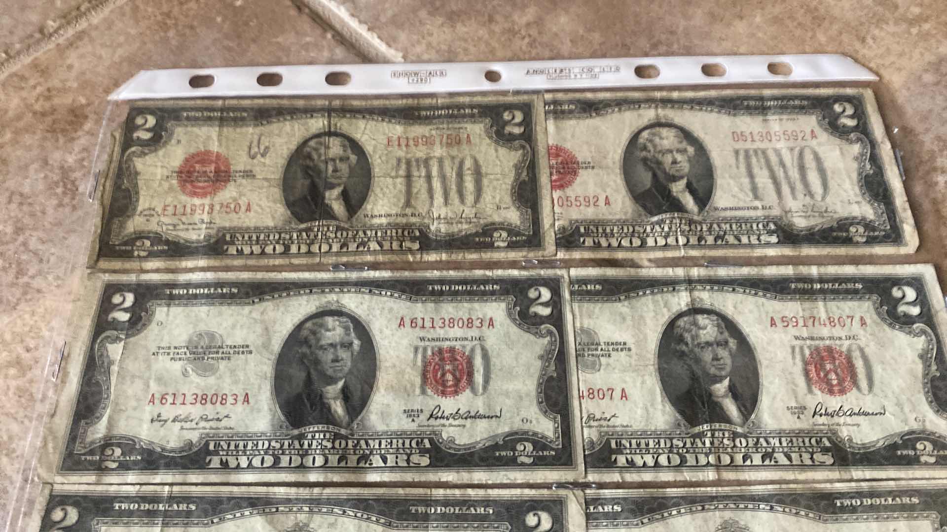 Photo 1 of 18-VINTAGE 1953 CIRCULATED $2 DOLLAR BILLS