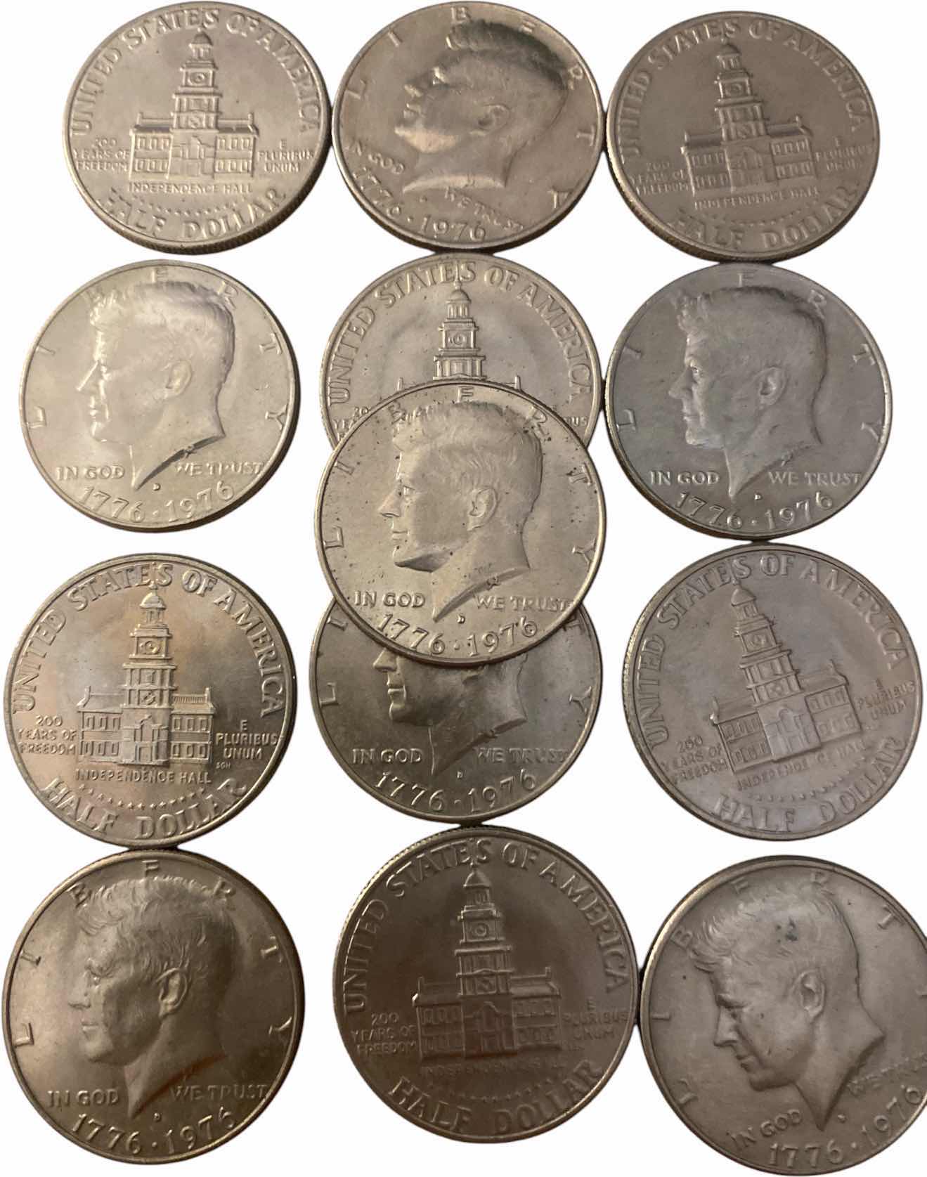 Photo 1 of 13-KENNEDY BICENTENNIAL HALF DOLLARS - 40% SILVER