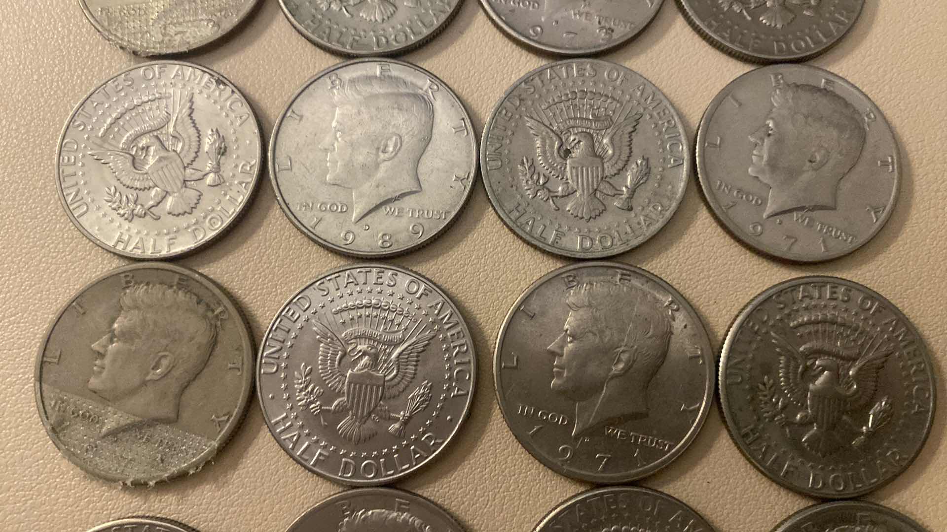 Photo 1 of 20-KENNEDY HALF DOLLARS MADE BEGINNING 1971 VARIOUS YEARS(NO SILVER)