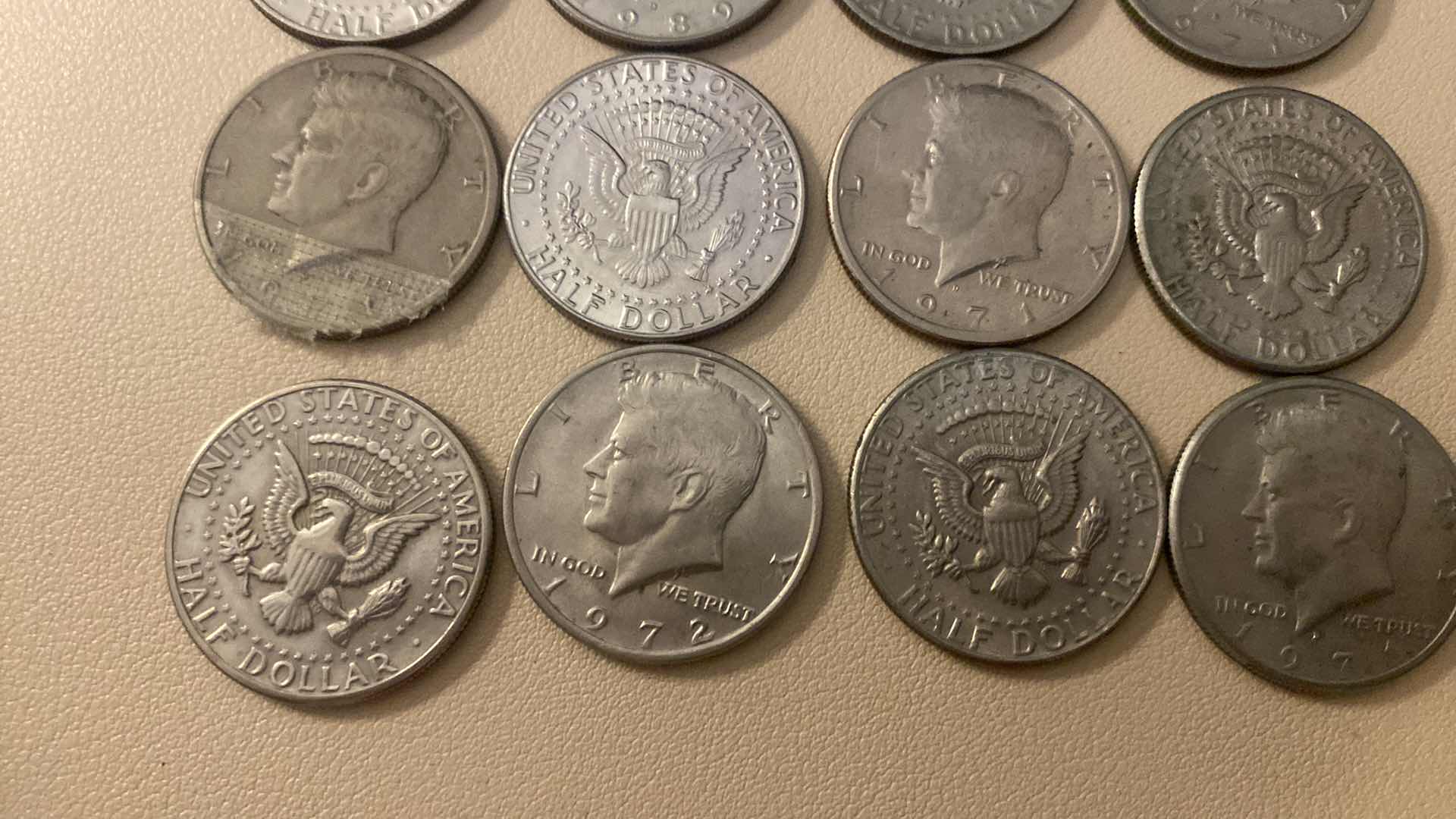 Photo 1 of 20-KENNEDY HALF DOLLARS MADE BEGINNING 1971 VARIOUS YEARS(NO SILVER)