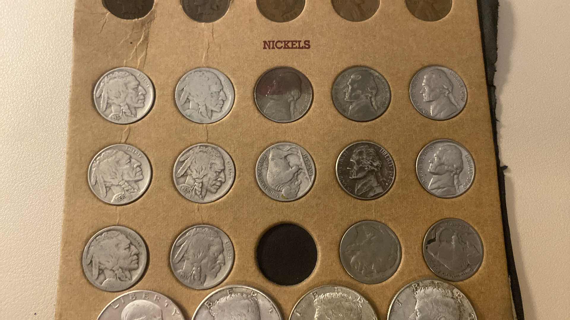 Photo 1 of PENNIES, NICKELS AND DIMES WITH 4 SILVER 50 HALF DOLLARS