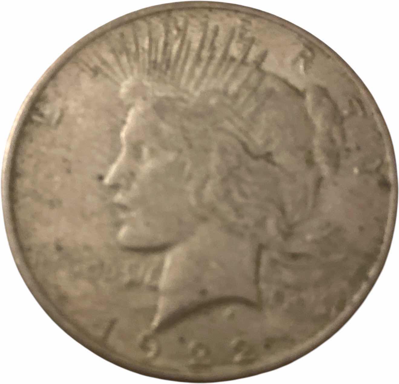 Photo 1 of VINTAGE 1922 PEACE SILVER DOLLAR MINT MARK NOT VISIBLE