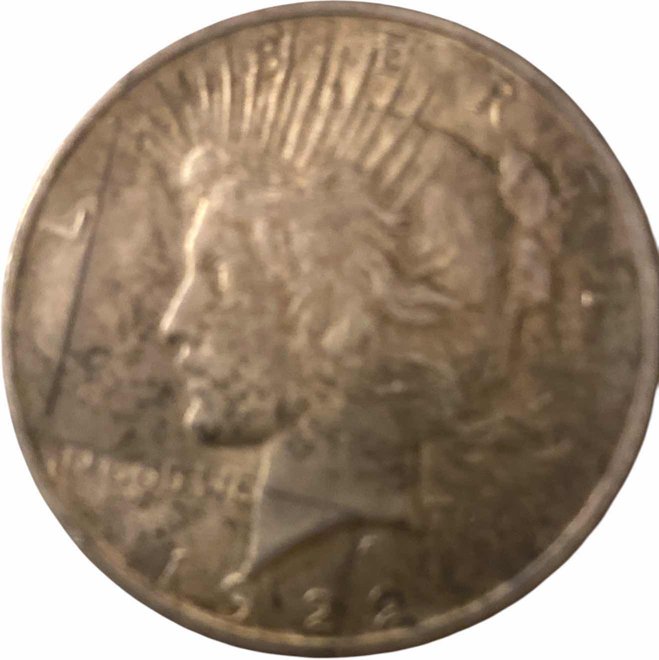 Photo 1 of VINTAGE 1922 PEACE SILVER DOLLAR MINT MARK NOT VISIBLE