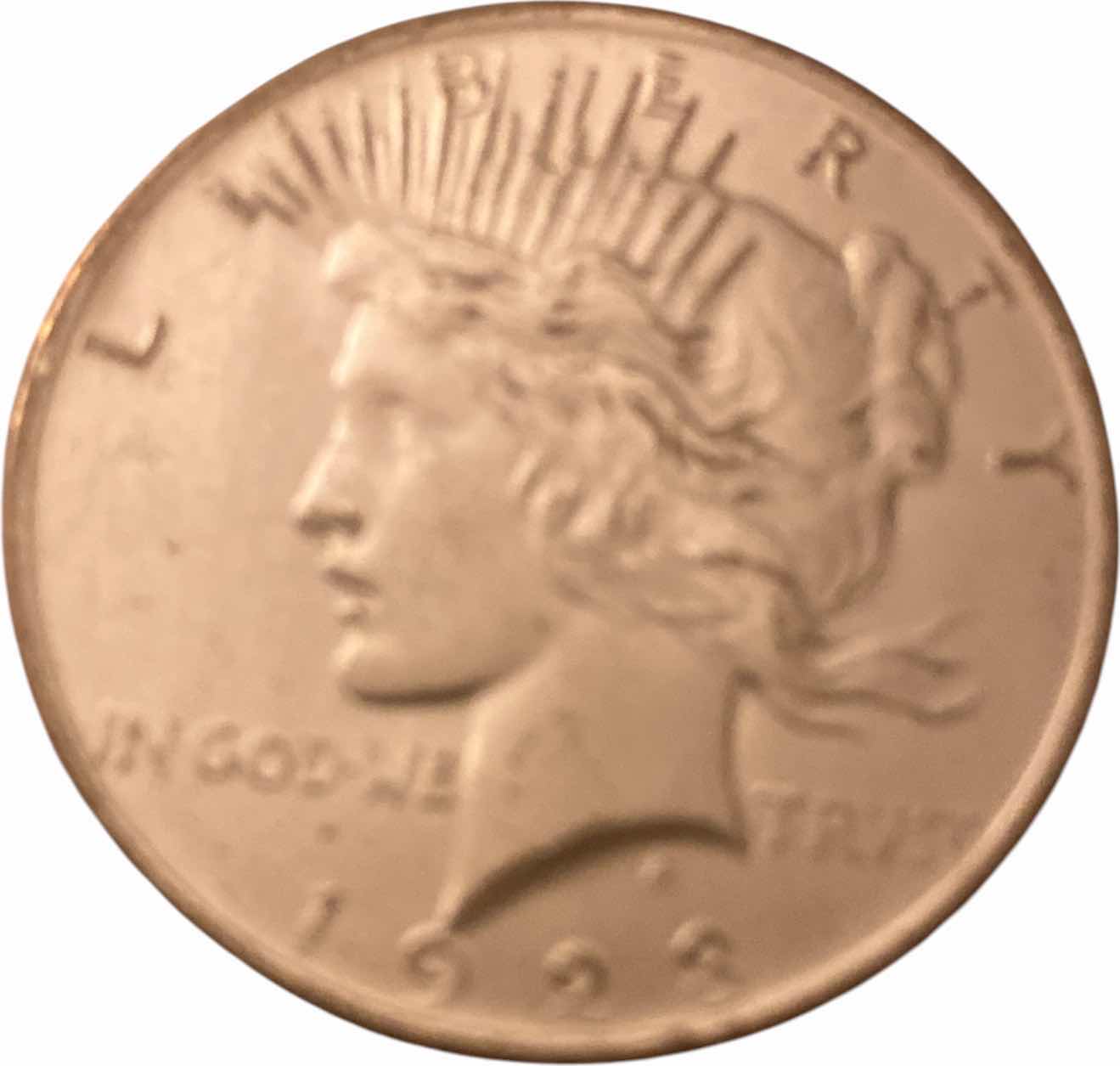 Photo 1 of VINTAGE 1923 PEACE SILVER DOLLAR MINT MARK NOT VISIBLE