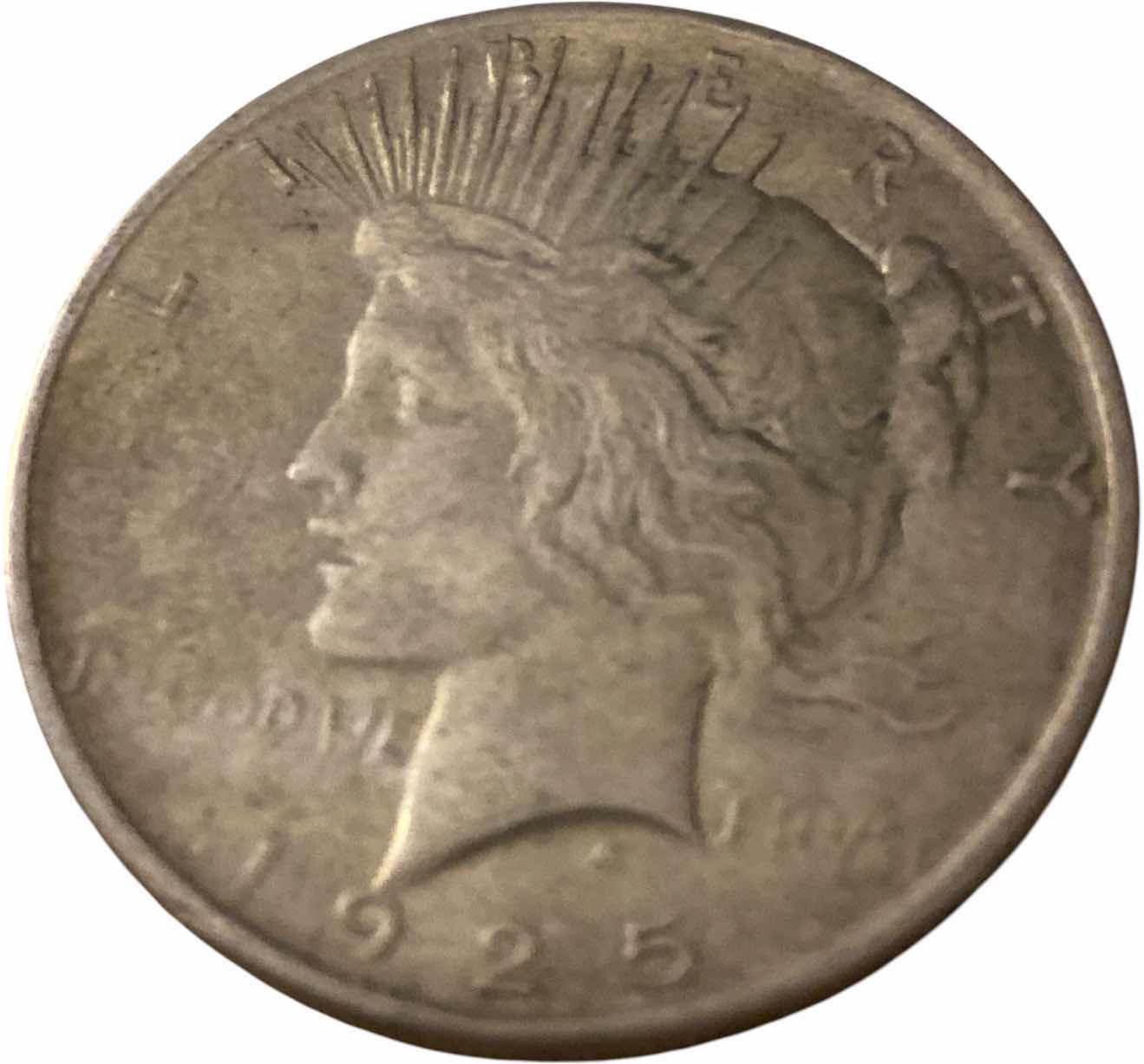Photo 1 of VINTAGE 1925 PEACE SILVER DOLLAR MINT MARK NOT VISIBLE