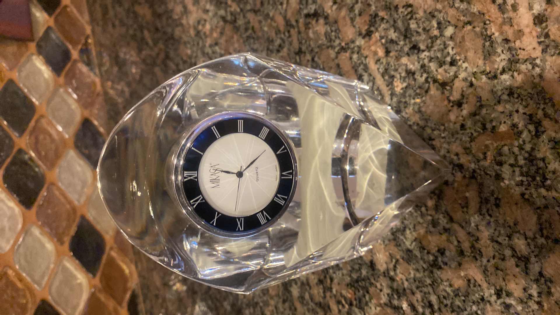 Photo 1 of MIKASA CRYSTAL CLOCK WITH QUARTZ MOVEMENT H 5 AND 3/4“