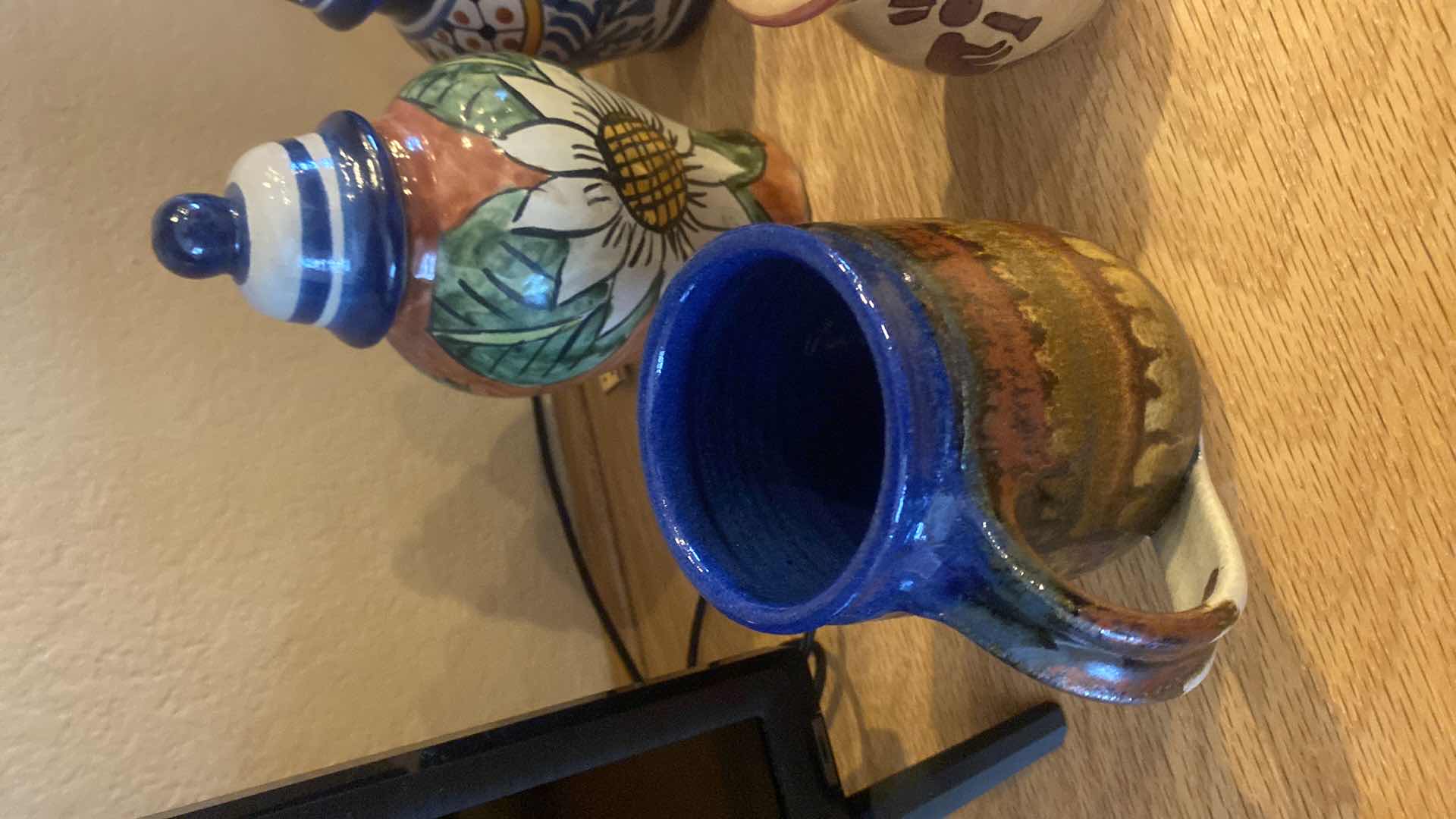 Photo 1 of 6-GLAZED AND HAND-PAINTED POTTERY TALLEST 7”