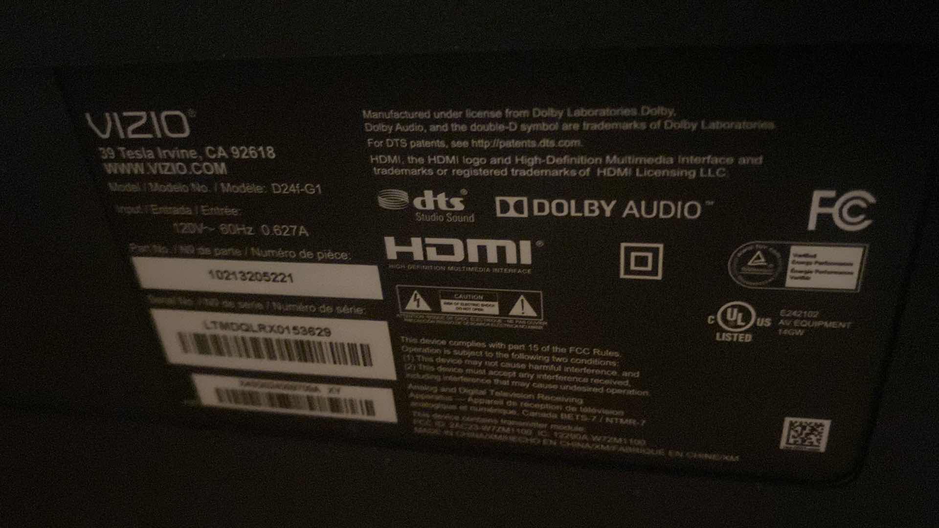 Photo 1 of 25” VIZIO TV WITH REMOTE