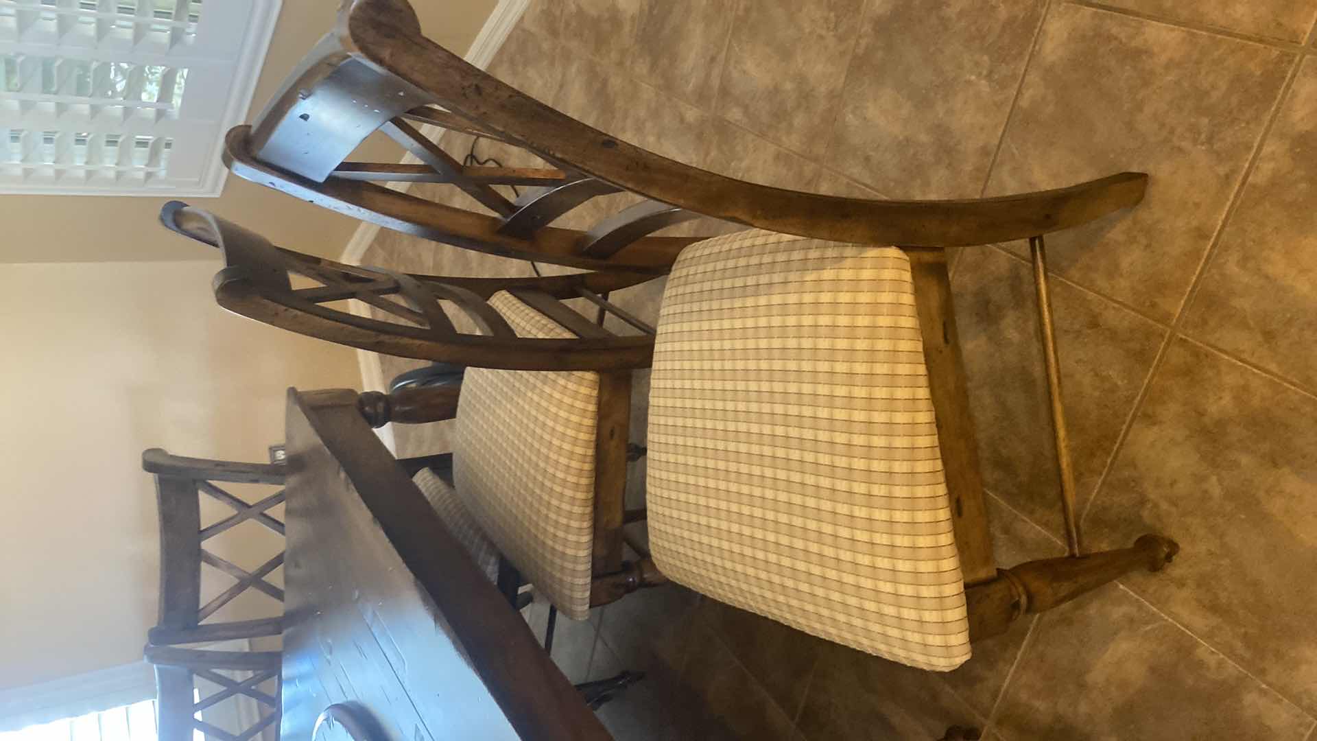 Photo 1 of BENMEX CUSTOM DISTRESSED WOOD 10 PIECE DINETTE SET TABLE 8 CHAIRS & LAZY SUSAN LEAF 20” MEASUREMENT WITHOUT LEAF 39“ X 60“