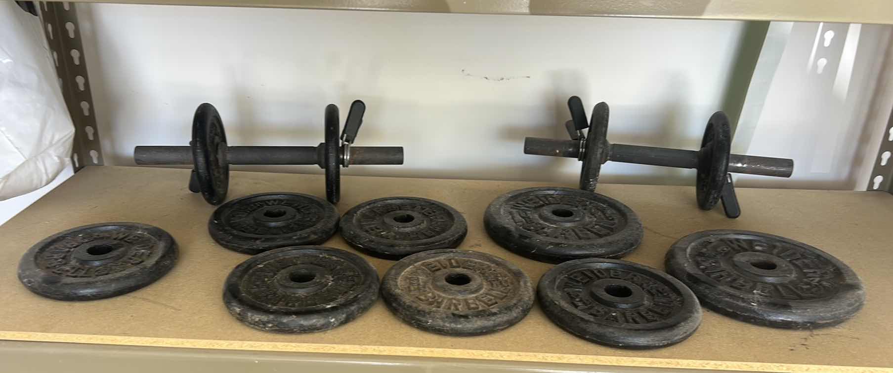 Photo 1 of 2 SETS OF WEIDER DUMBBELLS  6, 5 POUND WEIGHTS 4, 3 POUND WEIGHTS & 2, 29 POUND WEIGHTS