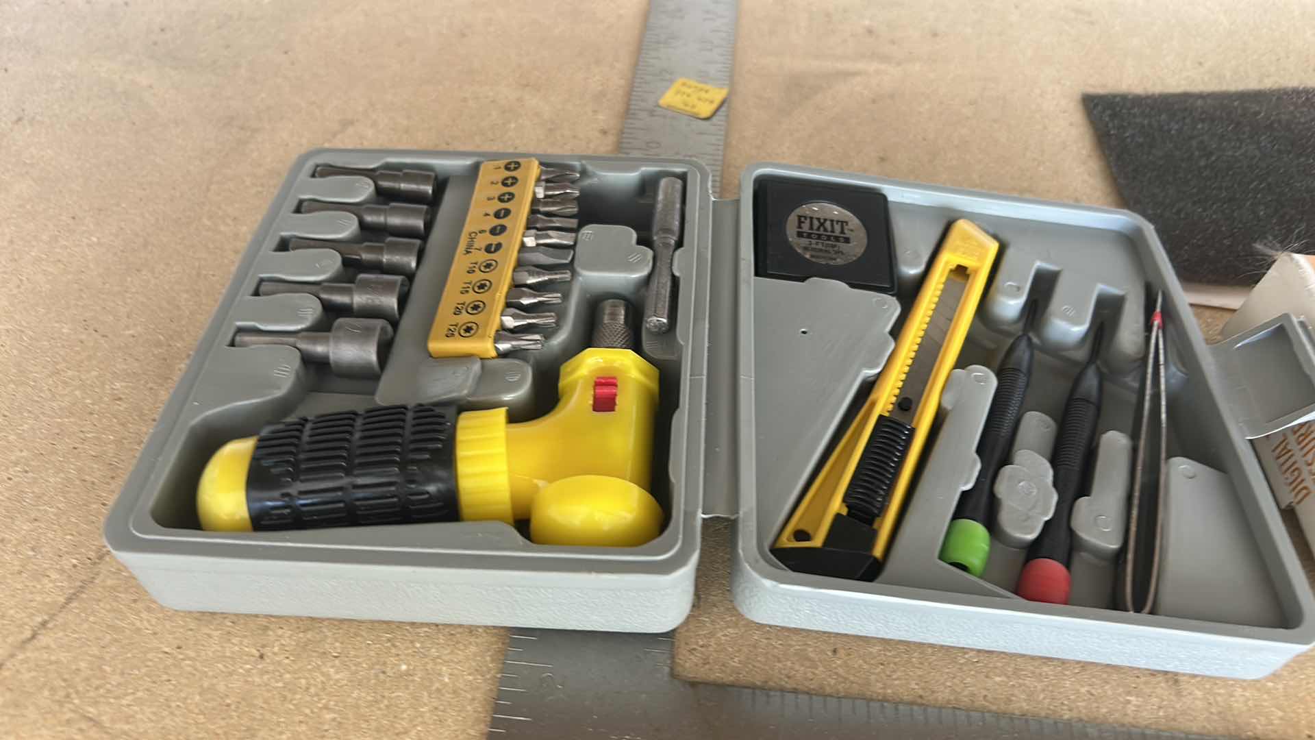 Photo 1 of GARAGE ITEMS-  DIGITAL TIRE, PRESSURE GAUGE,  GLUE GUN, GLUE STICKS, MINI TOOL KIT AND ANGLE