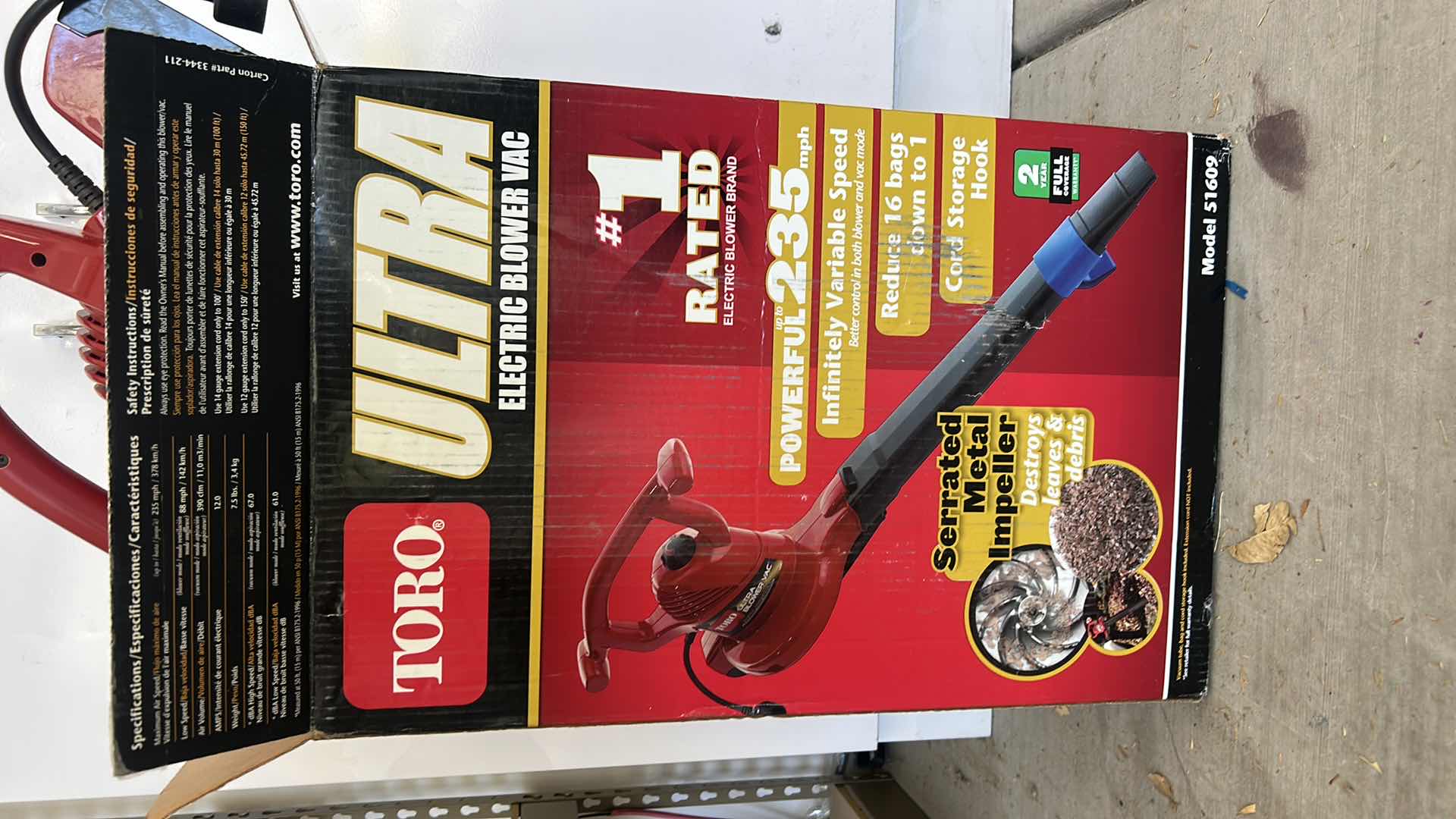 Photo 1 of TORO ULTRA ELECTRIC BLOWER VAC