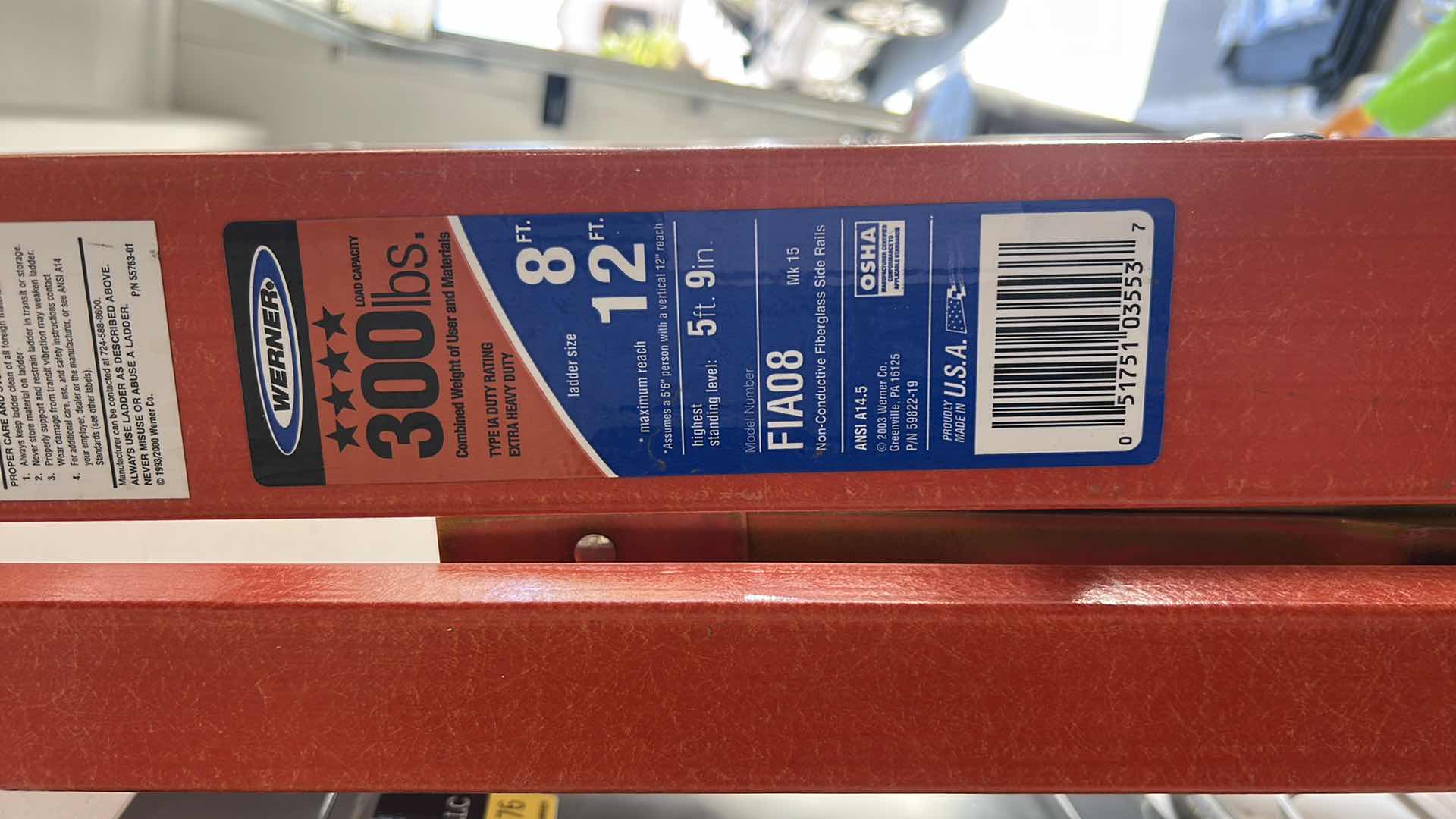 Photo 1 of WERNER 300 LB. 8’/12’ LADDER