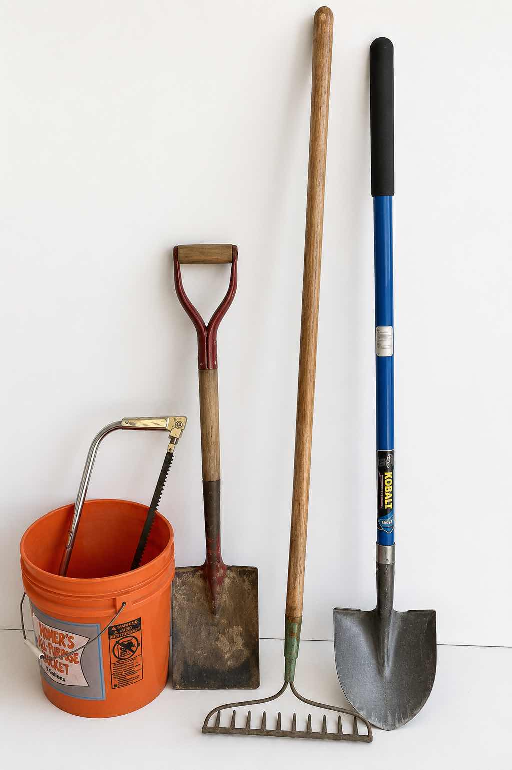 Photo 1 of GARDENING TOOLS – RAKE, SHOVELS, BUCKET, AND MORE