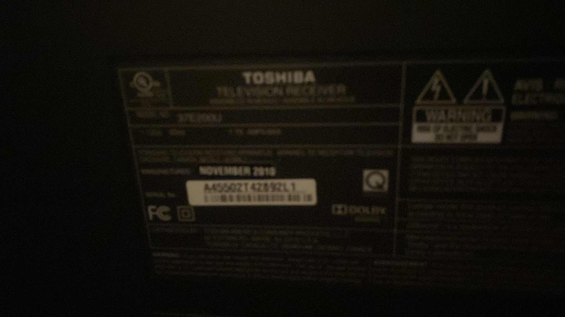 Photo 1 of 37” TOSHIBA TV WITH REMOTE
