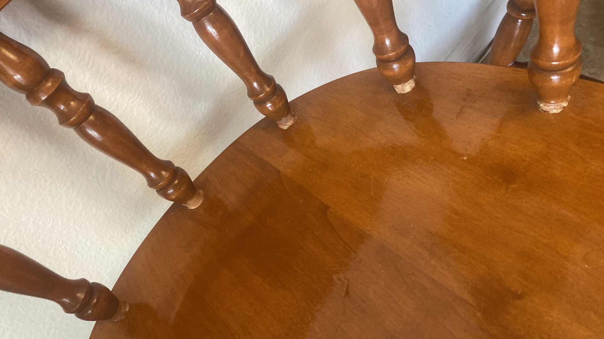 Photo 1 of HONEY MAPLE FINISH SOLID WOOD CAPTAINS ARMCHAIRS (2)