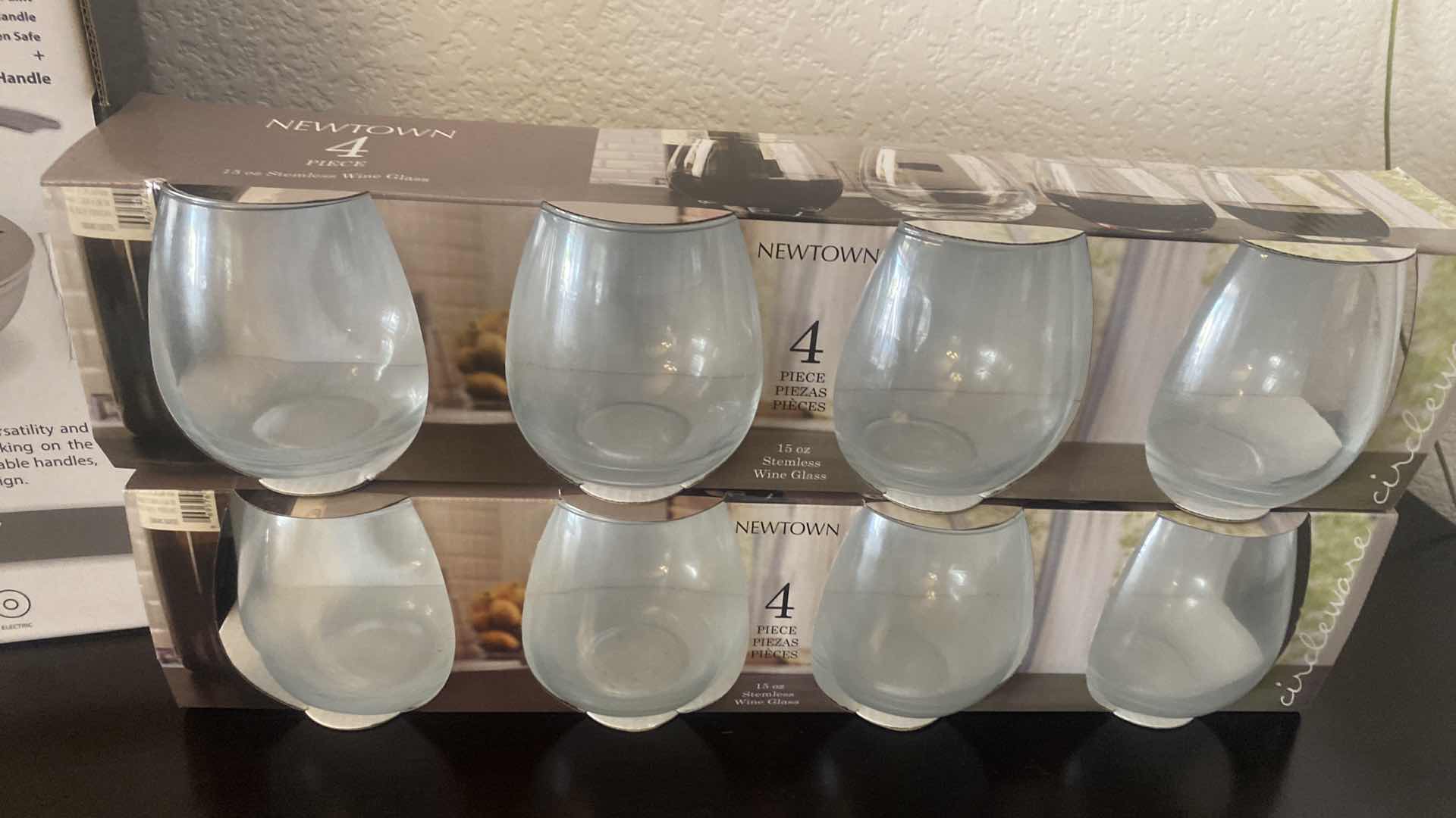 Photo 1 of NEW CUISINE AND COMPANY 11 INCH FRY PAN WITH LID AND 8 OUNCE STEMLESS WINE GLASSES