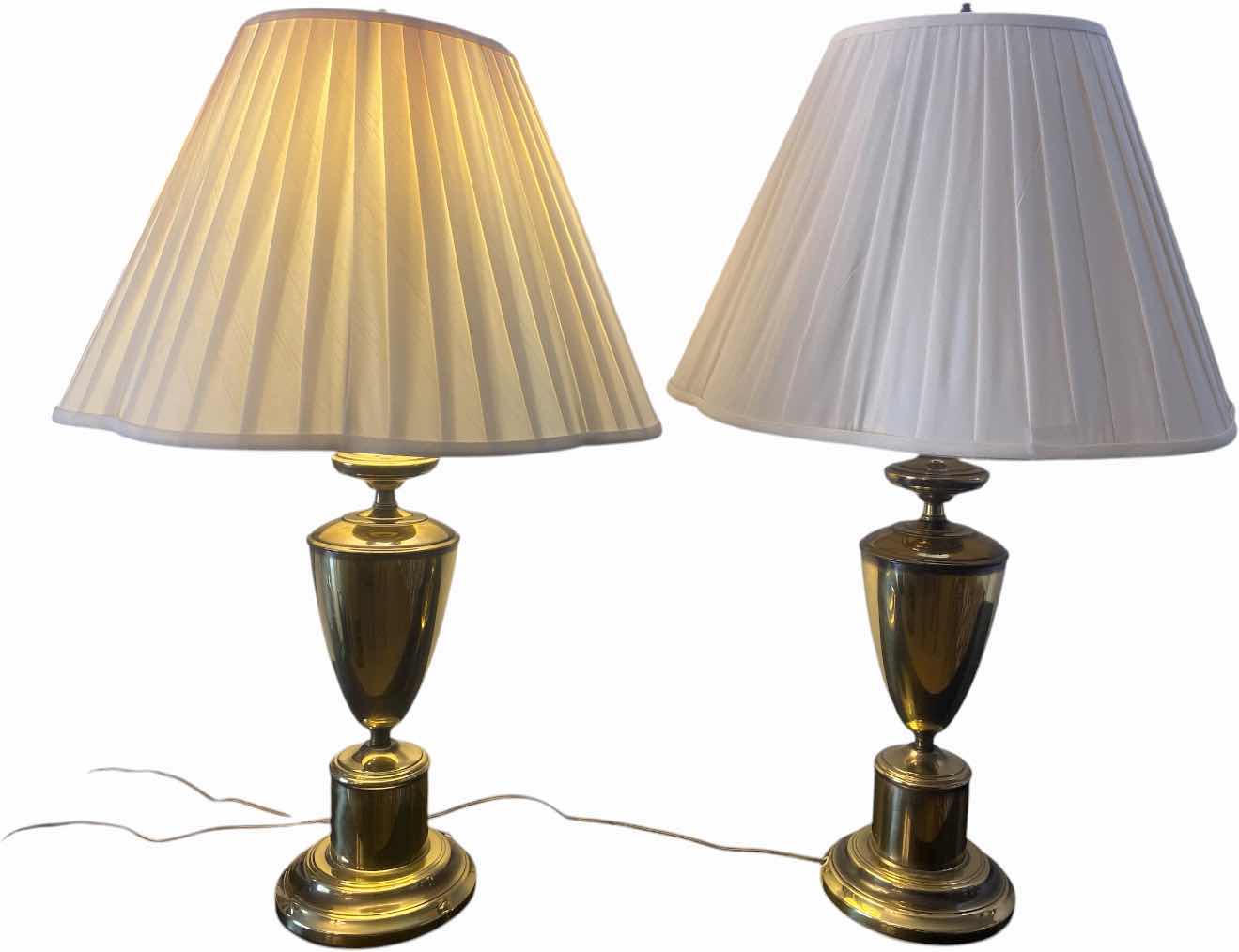 Photo 1 of VINTAGE POLISHED BRASS TABLE LAMPS 29”