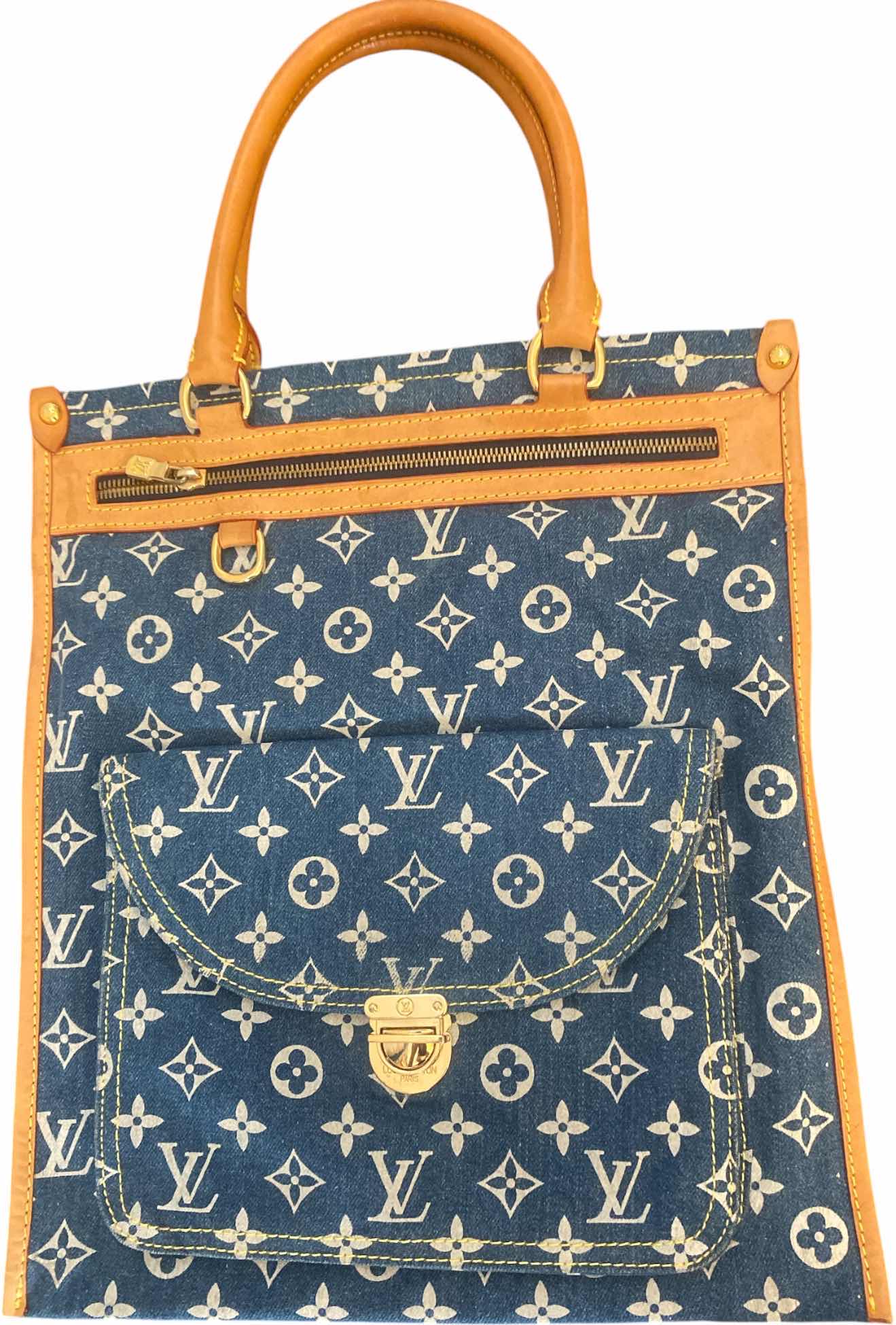 Photo 1 of REPLICA LOUIS VUITTON DENIM MONOGRAM FLAT SHOPPER HAND BAG 12 1/2“ X 14 1/2“ EXCLUDING HANDLES