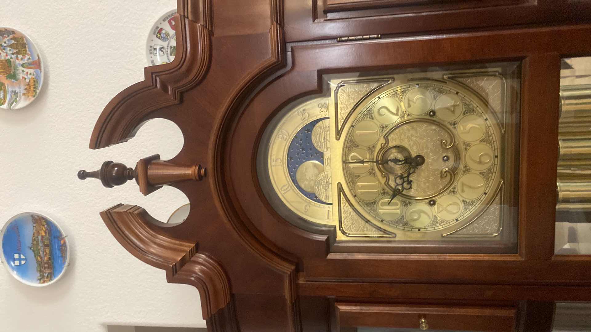Photo 1 of RIDGEWAY “ RICHARDSON I” CURIO CABINET GRANDFATHER CLOCK 36“ x 12 1/2“ H 86”