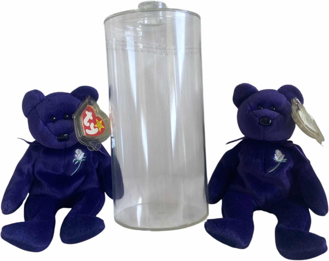 Photo 1 of 2 PRINCESS, BEAR, BEANIE BABIES, AND ONE DISPLAY CYLINDER
