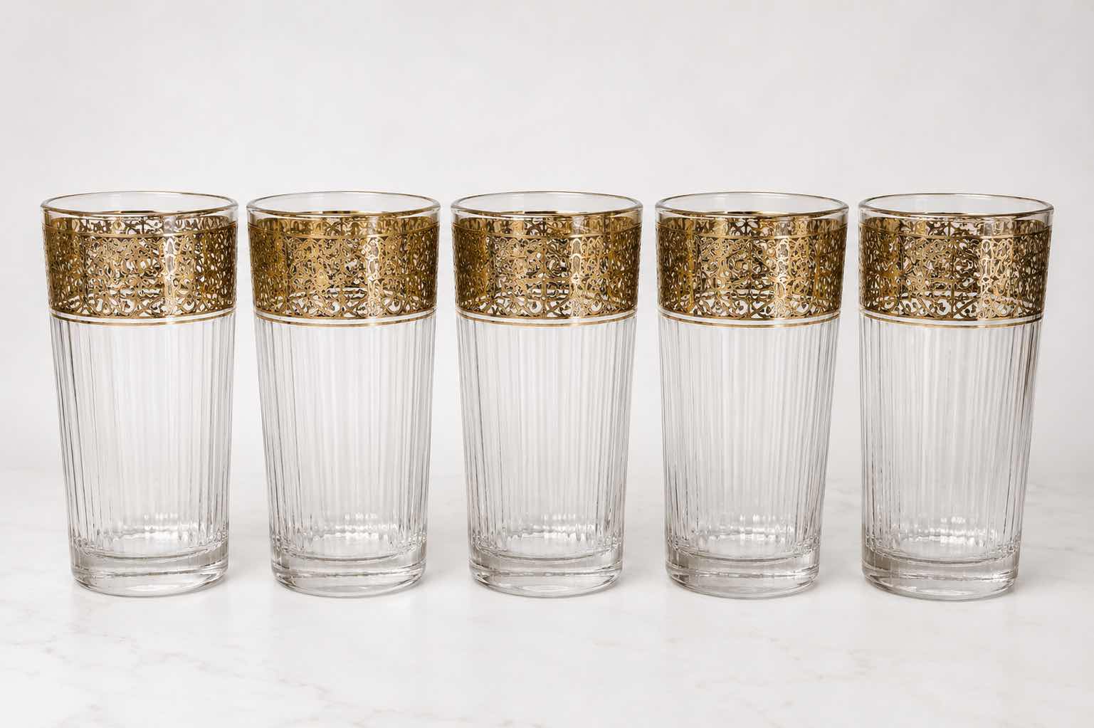 Photo 1 of VINTAGE SET OF 5 CULVER TYROL HIGHBALL GLASSES, EST VALUE $100