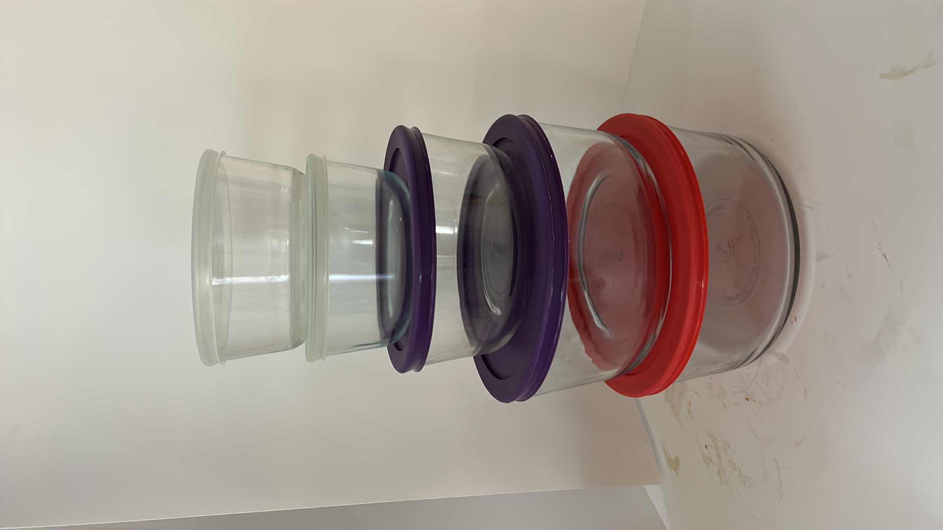 Photo 1 of PYREX - SET OF 5 CLEAR GLASS FOOD STORAGE CONTAINERS