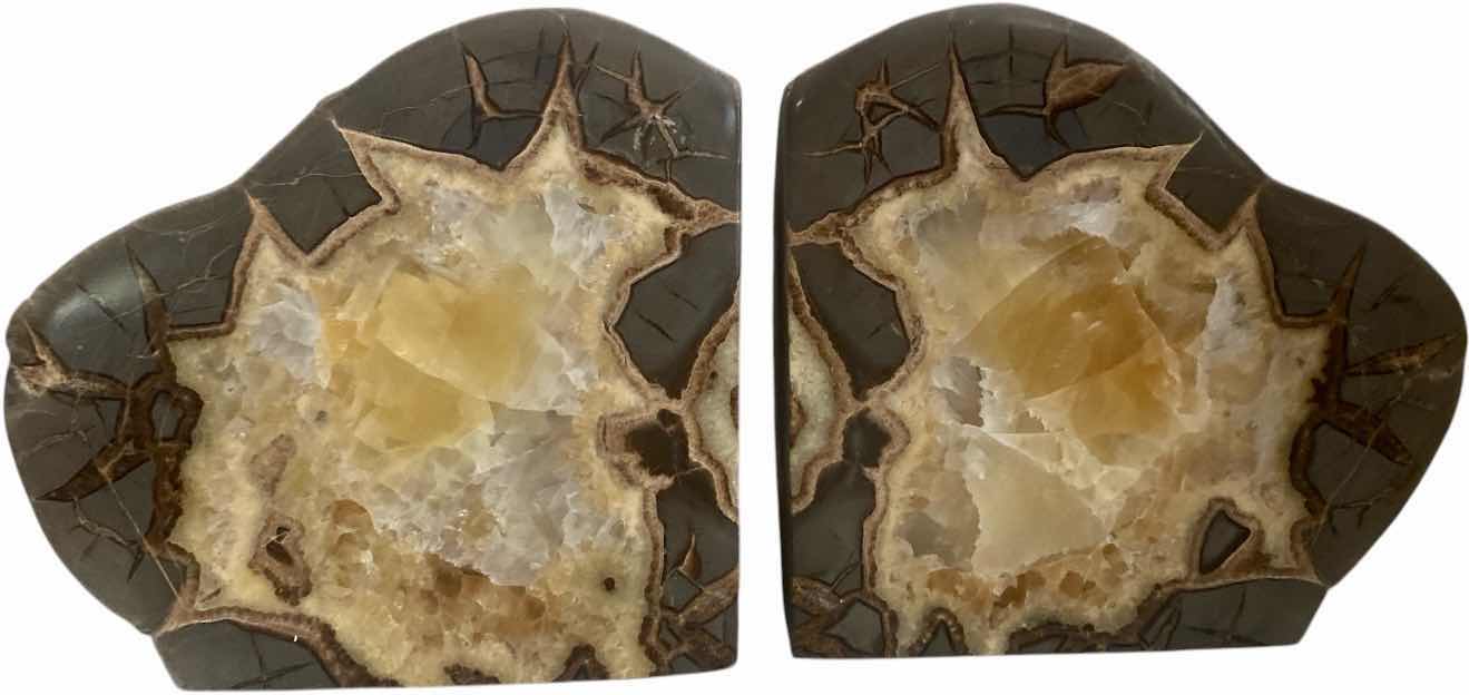 Photo 1 of SITARIAN NODULE GEODE BOOKENDS 5 1/2“ X 6“