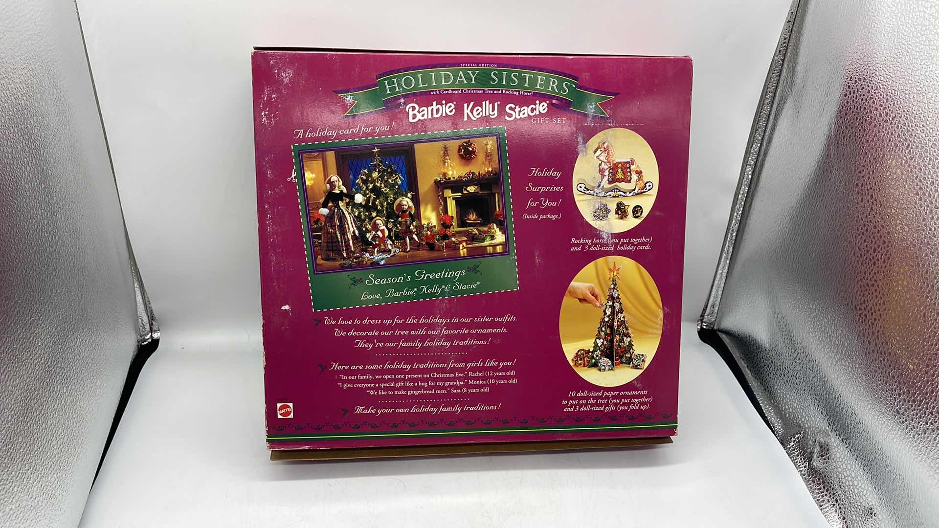 View 2 of BARBIE HOLIDAY SISTERS  1999, BARBIE, KELLY, & STACY APPROX VALUE $100