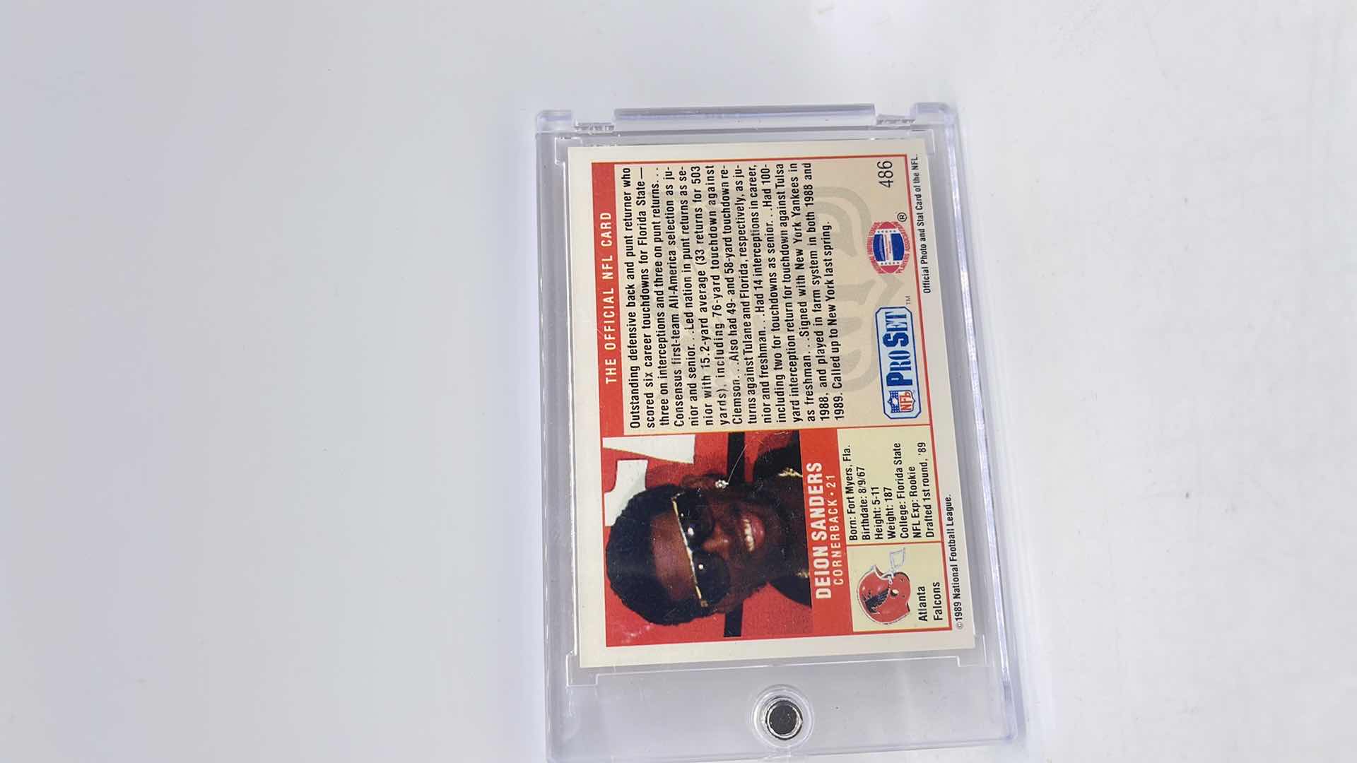 Photo 1 of 1989 DEION SANDERS PRO SET ROOKIE CARD 486 APPROX VALUE $100