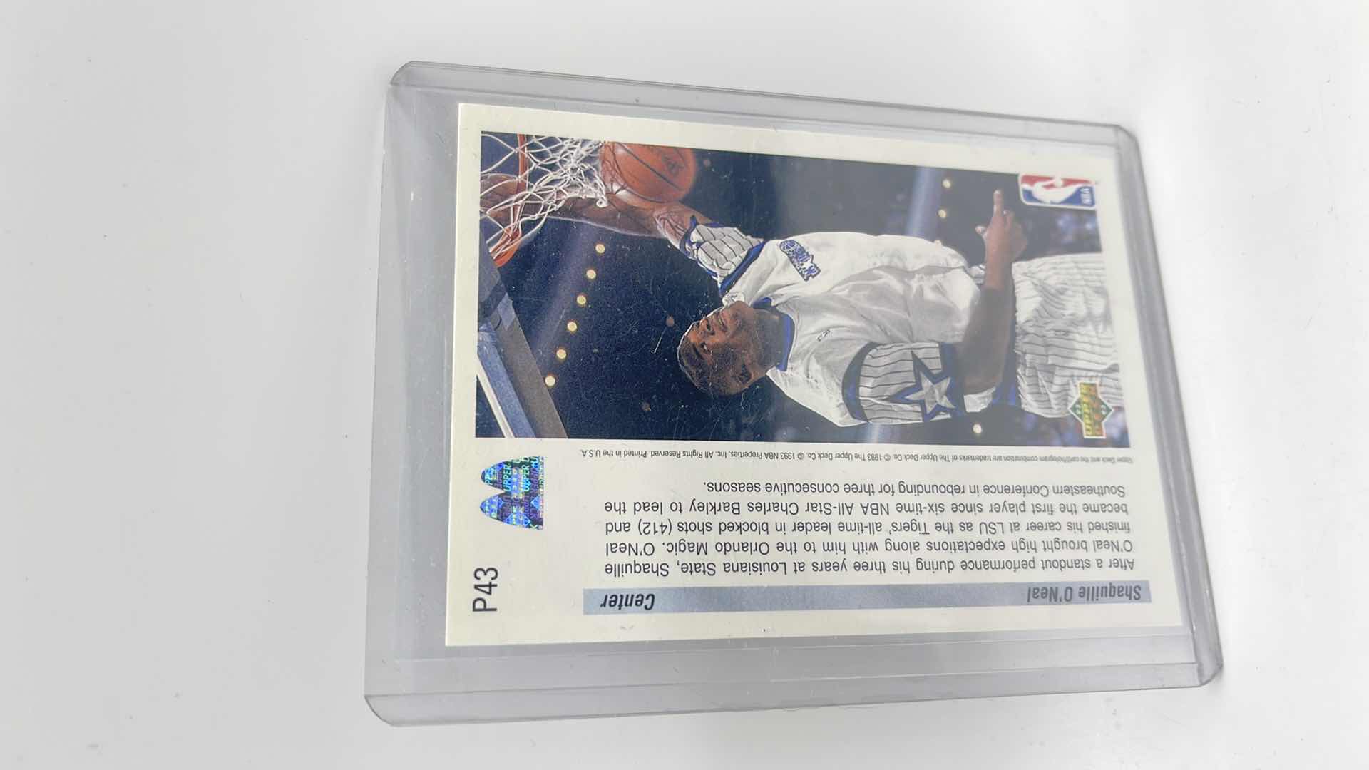Photo 1 of 1992 SHAQUILLE O’NEAL UPPER DECK ROOKIE CARD P43 APPROX VALUE $150