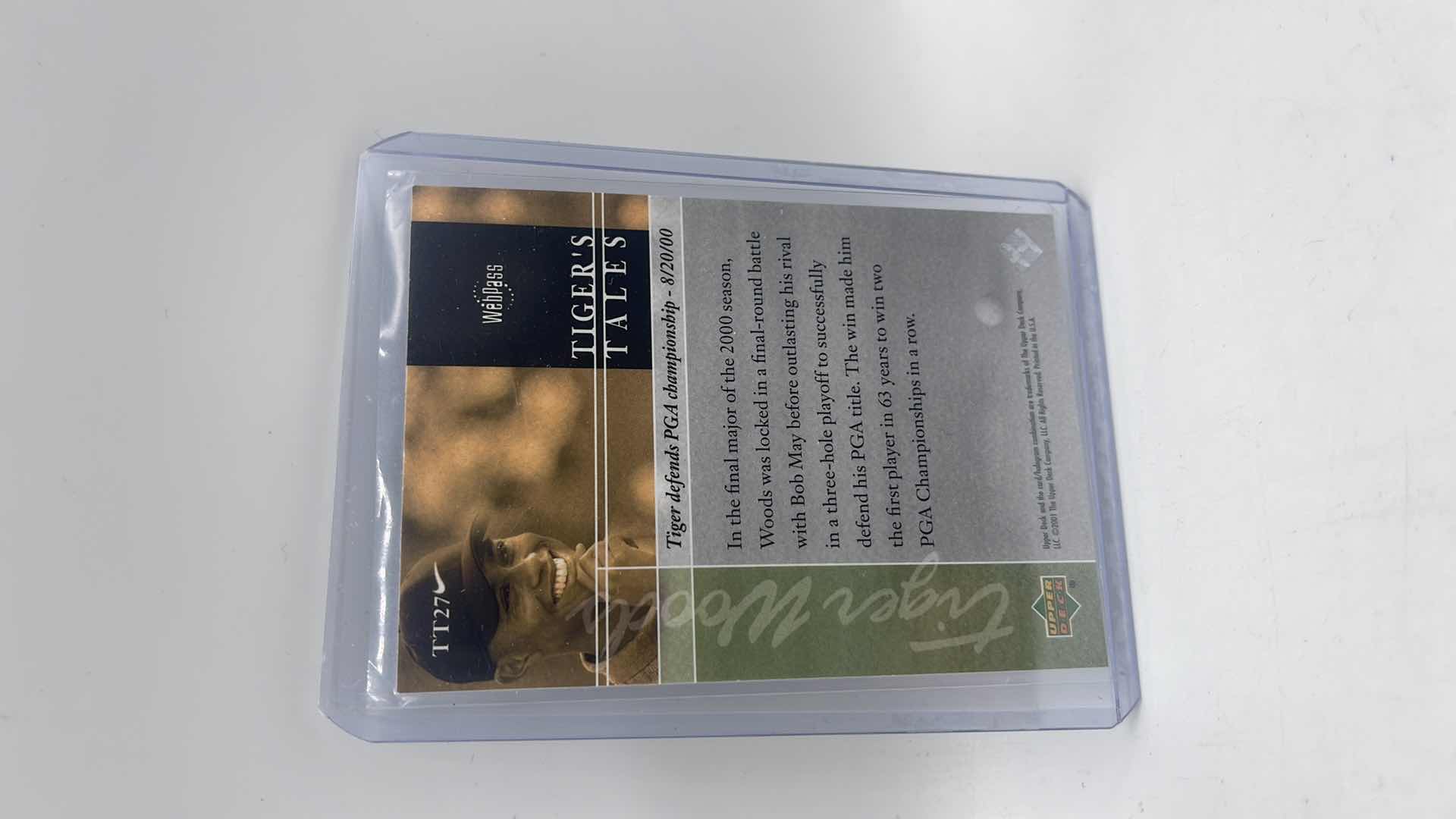 Photo 1 of 2001 TIGER WOODS UPPER DECK ROOKIE CARD TT27 APPROX VALUE $125