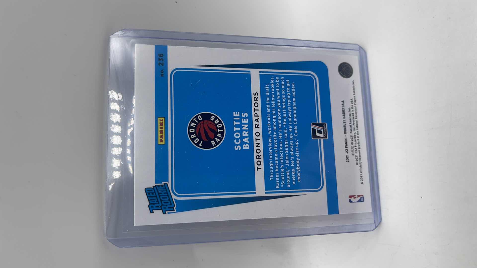 Photo 1 of 2020-21 SCOTTIE BARNES PANINI RATED ROOKIE CARD 236 APPROX VALUE $35