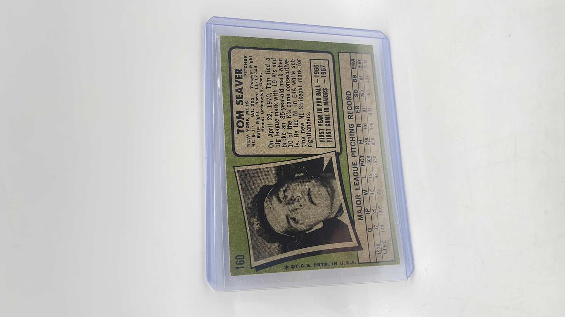 Photo 2 of 1971 TOM SEAVER TOPPS 
CARD 160 APPROX VALUE $175