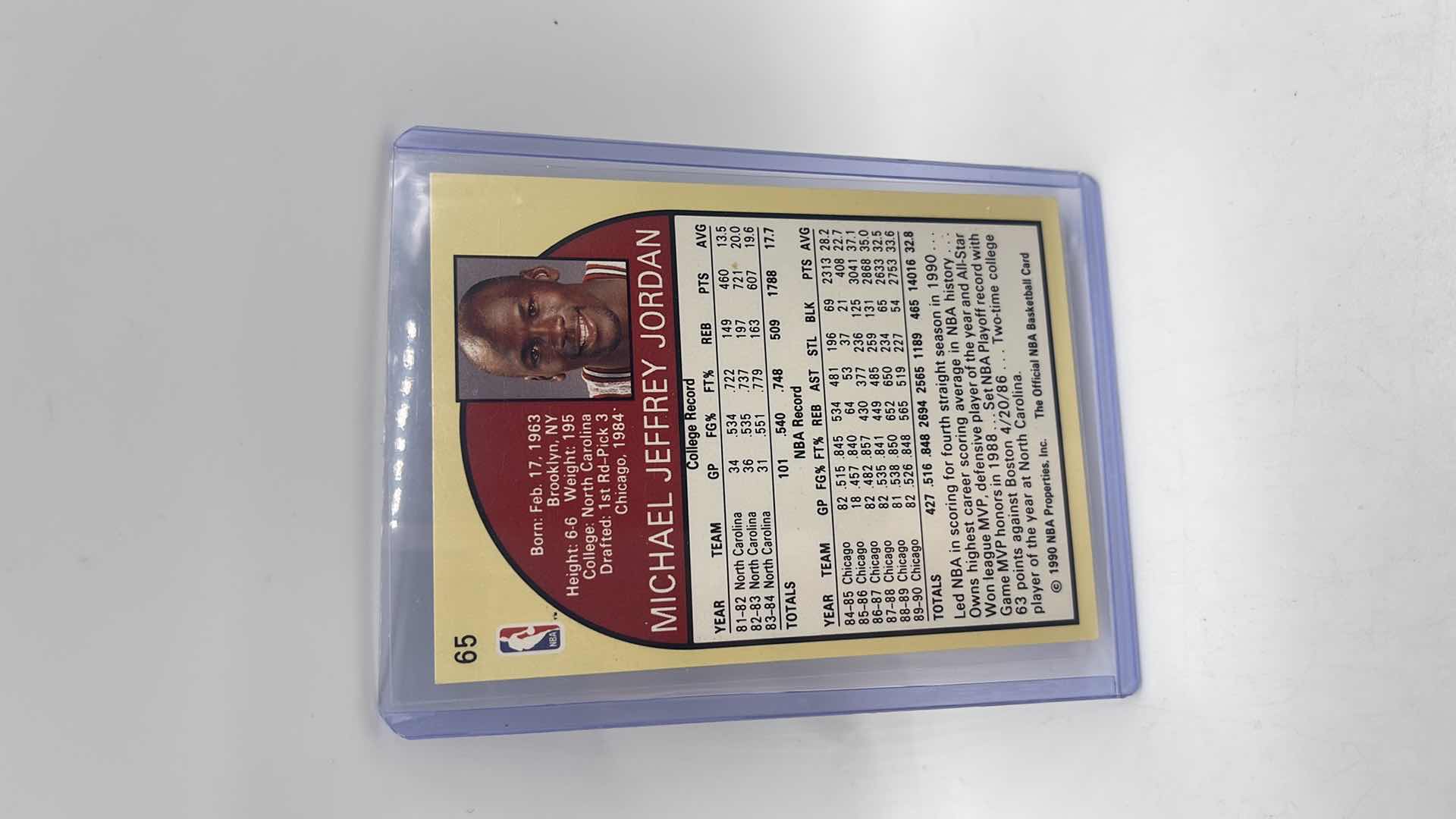 Photo 1 of 1990 MICHAEL JORDAN NBA HOOPS CARD 65 APPROX VALUE $200
