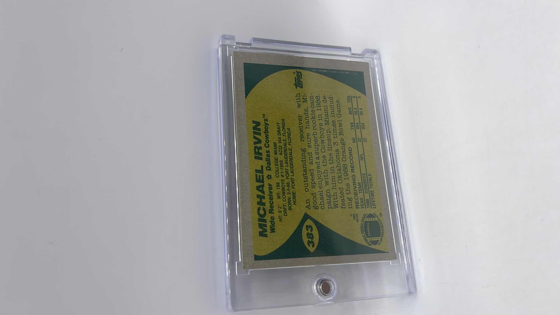 Photo 1 of 1989 MICHAEL IRVIN TOPPS SUPER ROOKIE CARD 383 APPROX VALUE $125