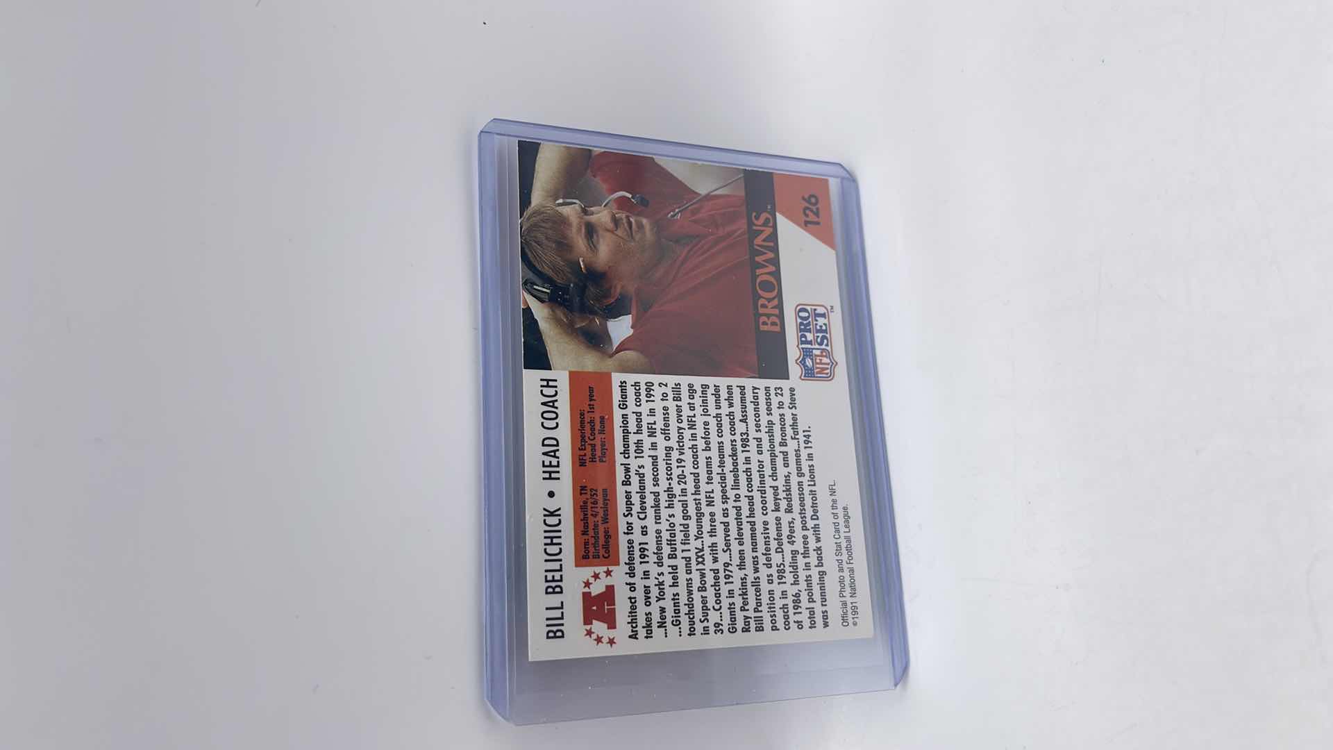 Photo 1 of 1991 BILL BELICHICK PRO SET ROOKIE CARD 126 APPROX VALUE $65