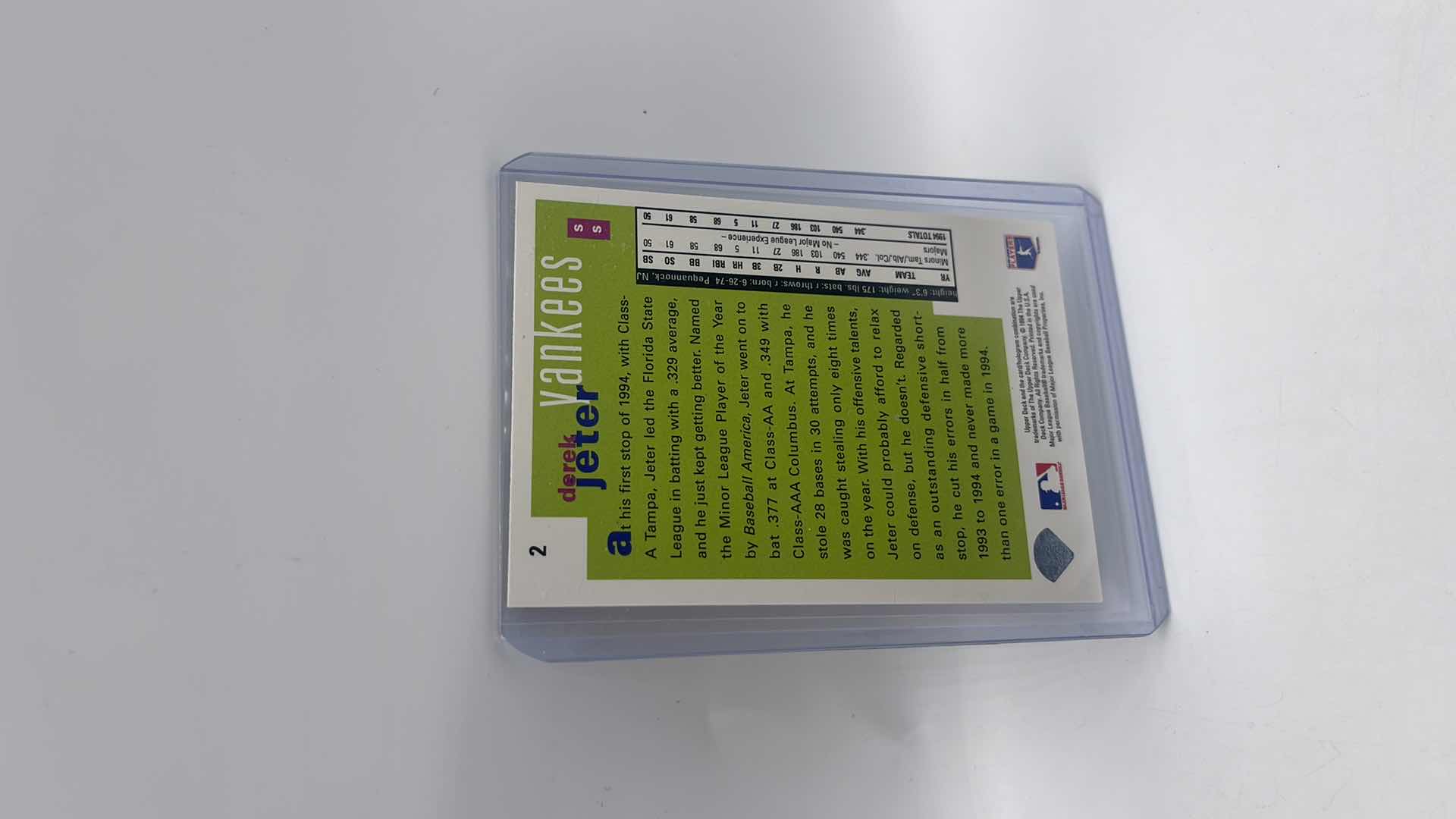 Photo 1 of 1994 DERKE JETER UPPER DECK ROOKIE CARD 2 APPROX VALUE $100