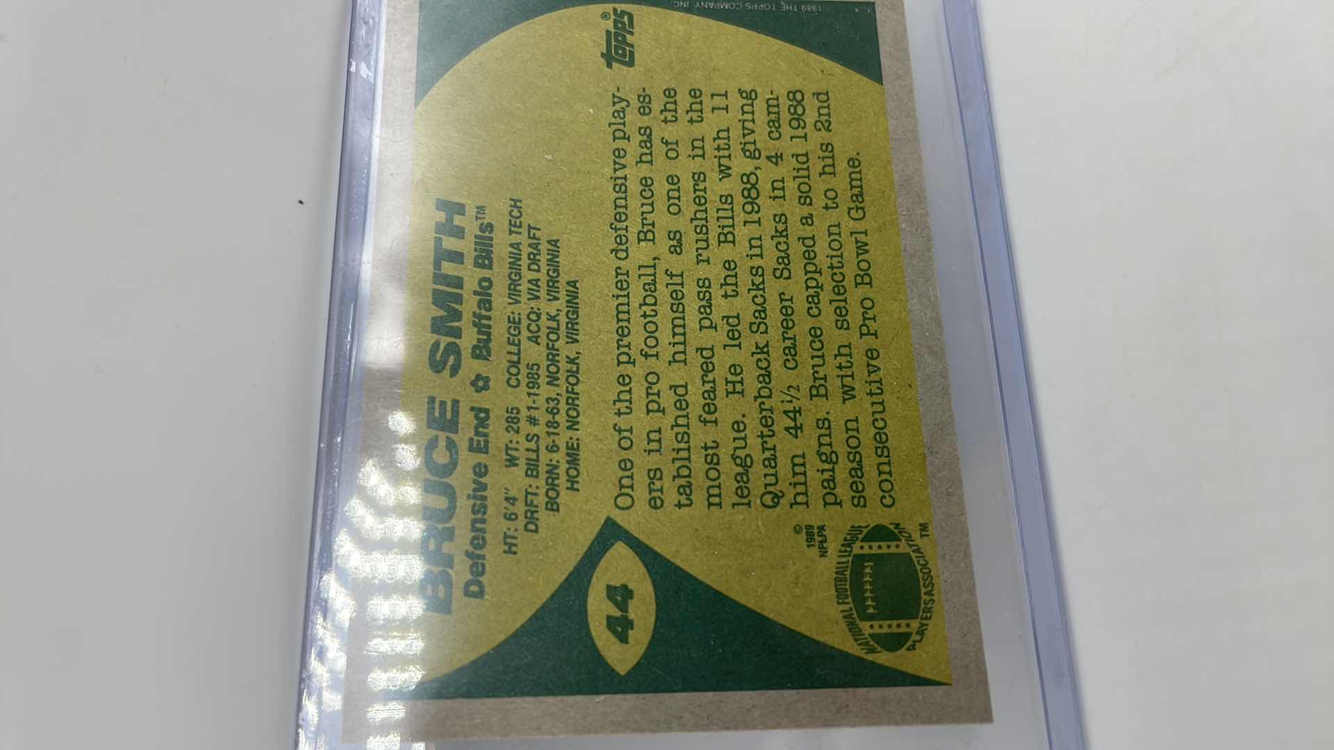 Photo 1 of 1989 BRUCE SMITH TOPPS ALL-PRO CARD 44