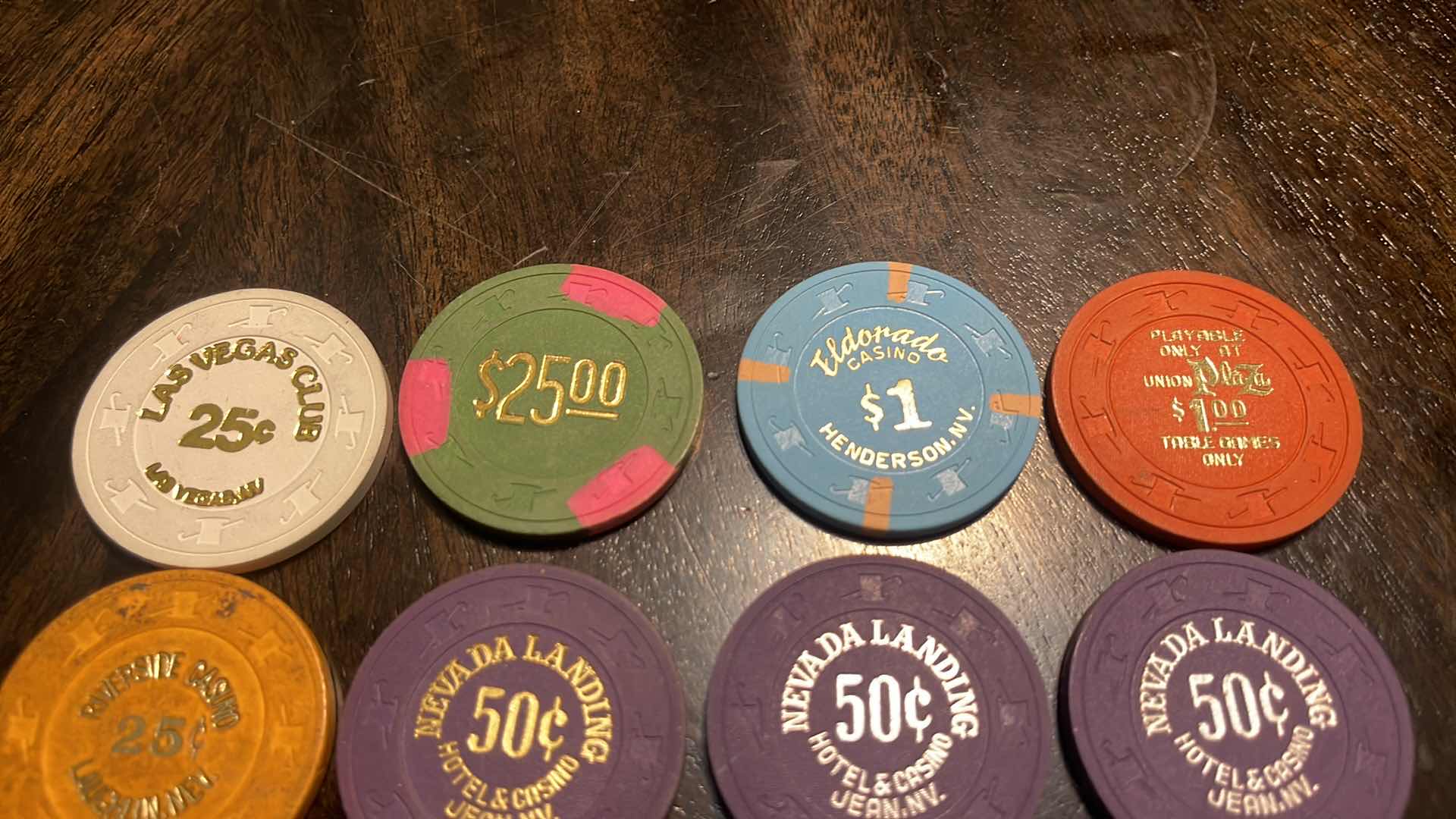 Photo 1 of (8) VINTAGE COLLECTOR’S GAMING CHIPS