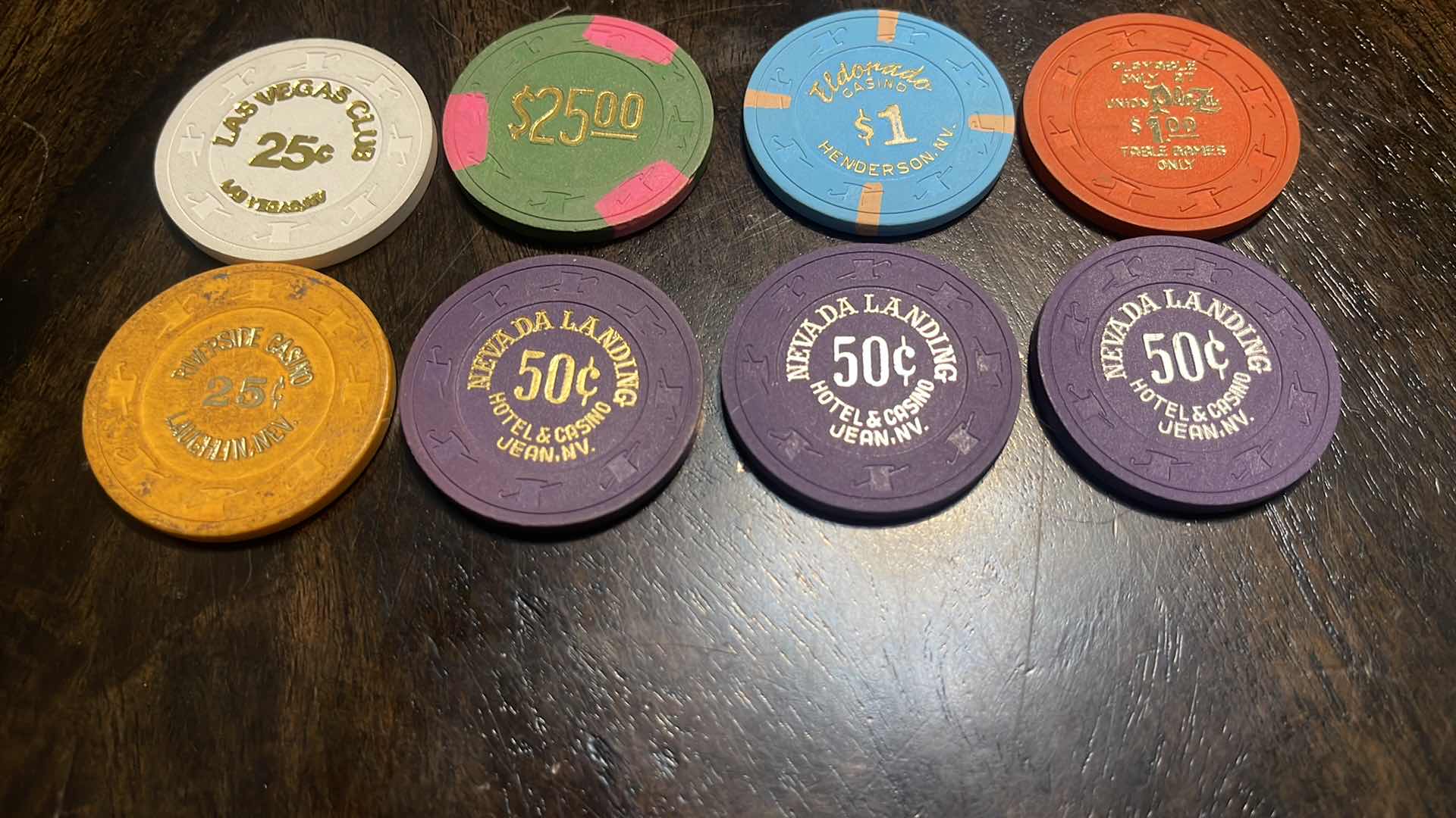 Photo 1 of (8) VINTAGE COLLECTOR’S GAMING CHIPS